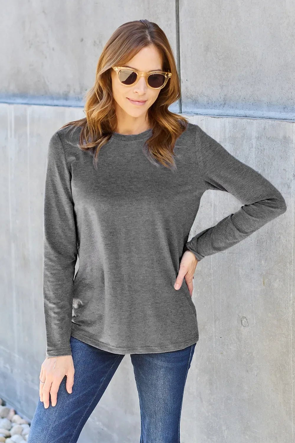 Basic Bae Full Size Round Neck Long Sleeve Top - The Coin Has A Say
