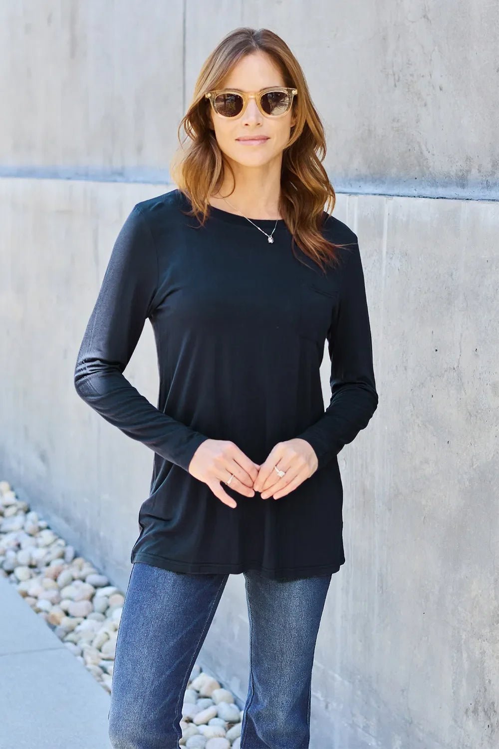 Basic Bae Full Size Round Neck Long Sleeve Top - The Coin Has A Say