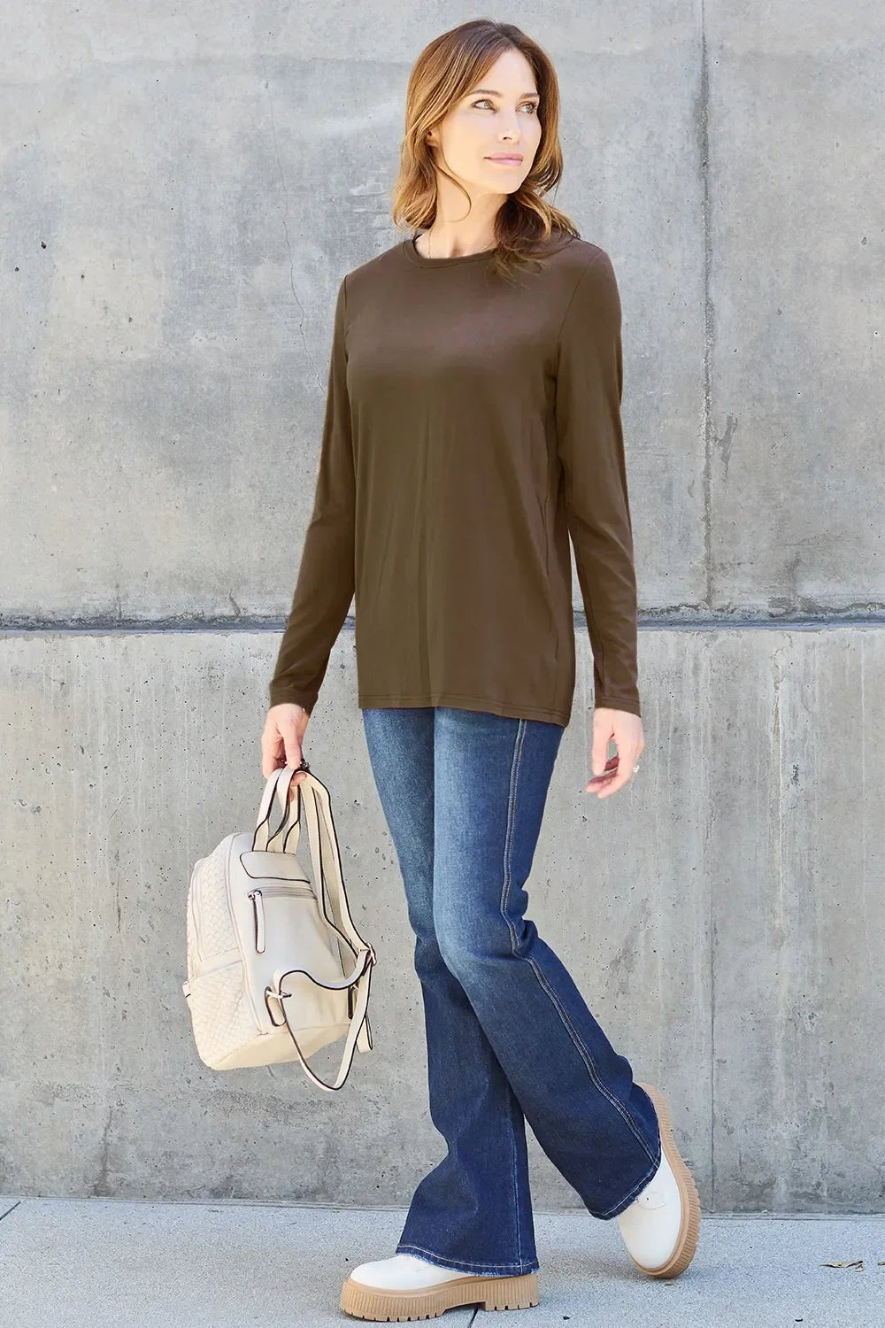 Basic Bae Full Size Round Neck Long Sleeve Top - The Coin Has A Say