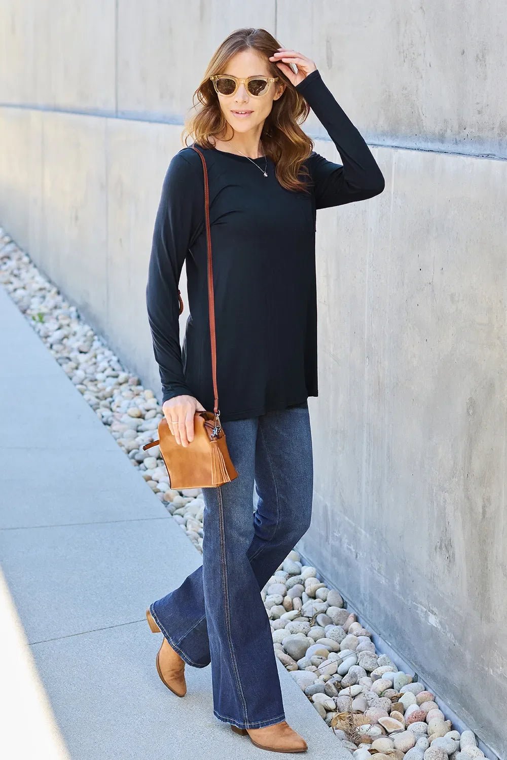 Basic Bae Full Size Round Neck Long Sleeve Top - The Coin Has A Say
