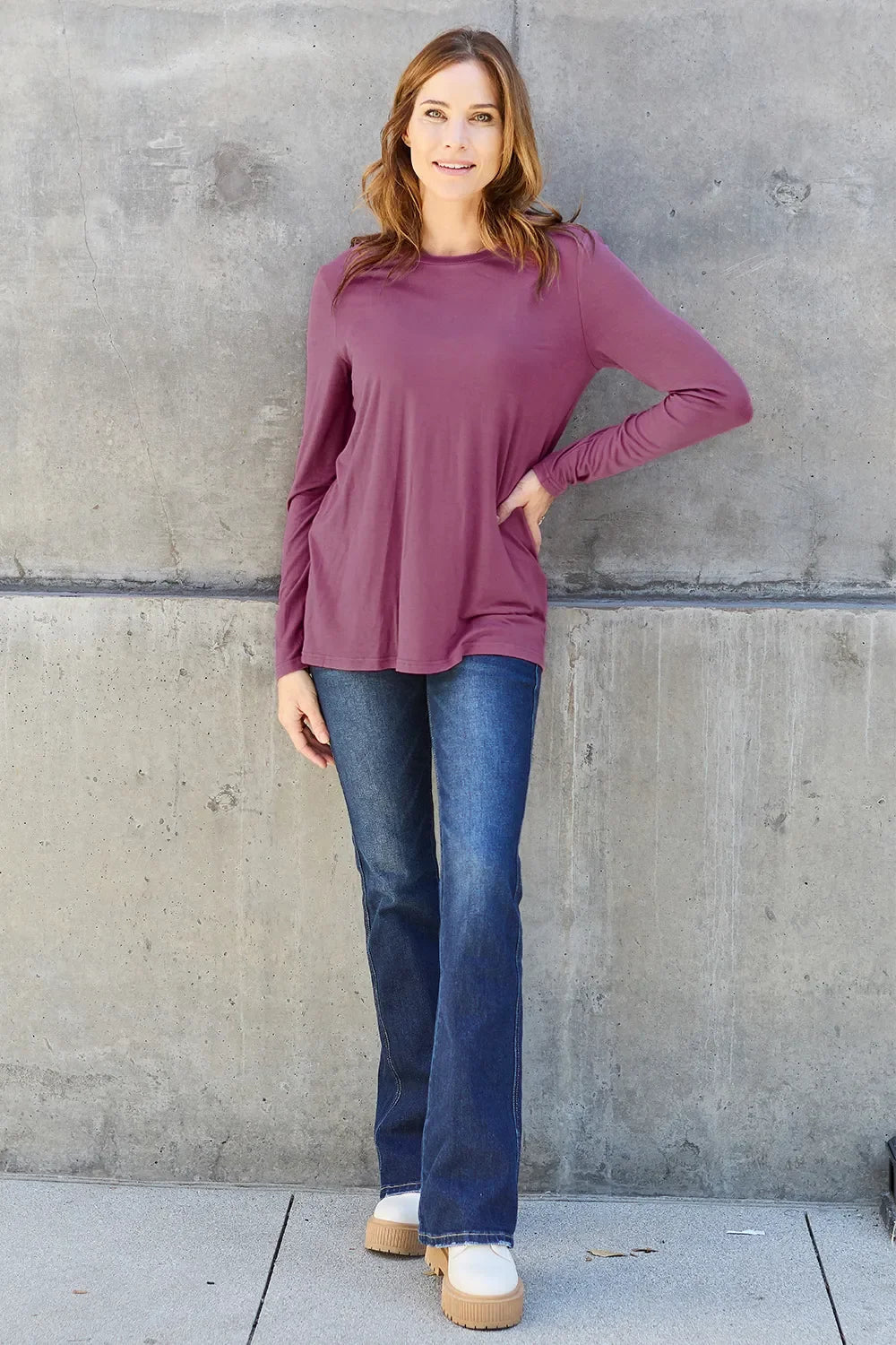 Basic Bae Full Size Round Neck Long Sleeve Top - The Coin Has A Say