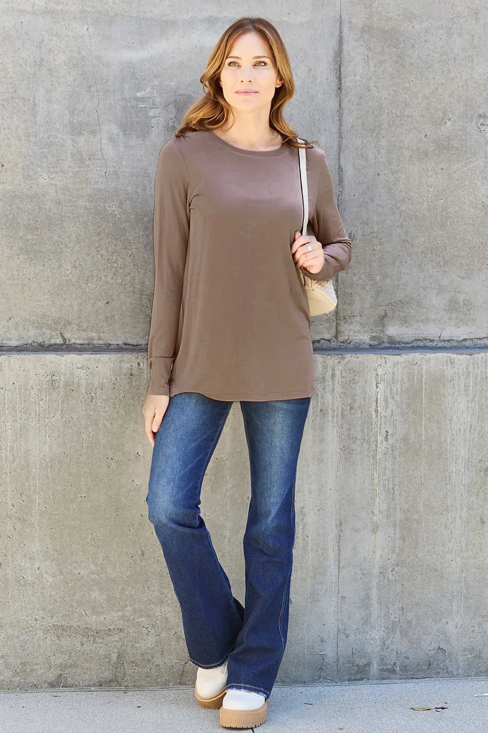 Basic Bae Full Size Round Neck Long Sleeve Top - The Coin Has A Say