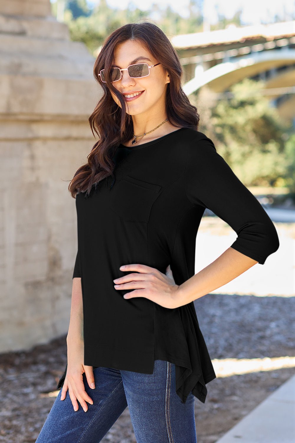 Basic Bae Full Size Round Neck Pocketed T-Shirt - The Coin Has A Say