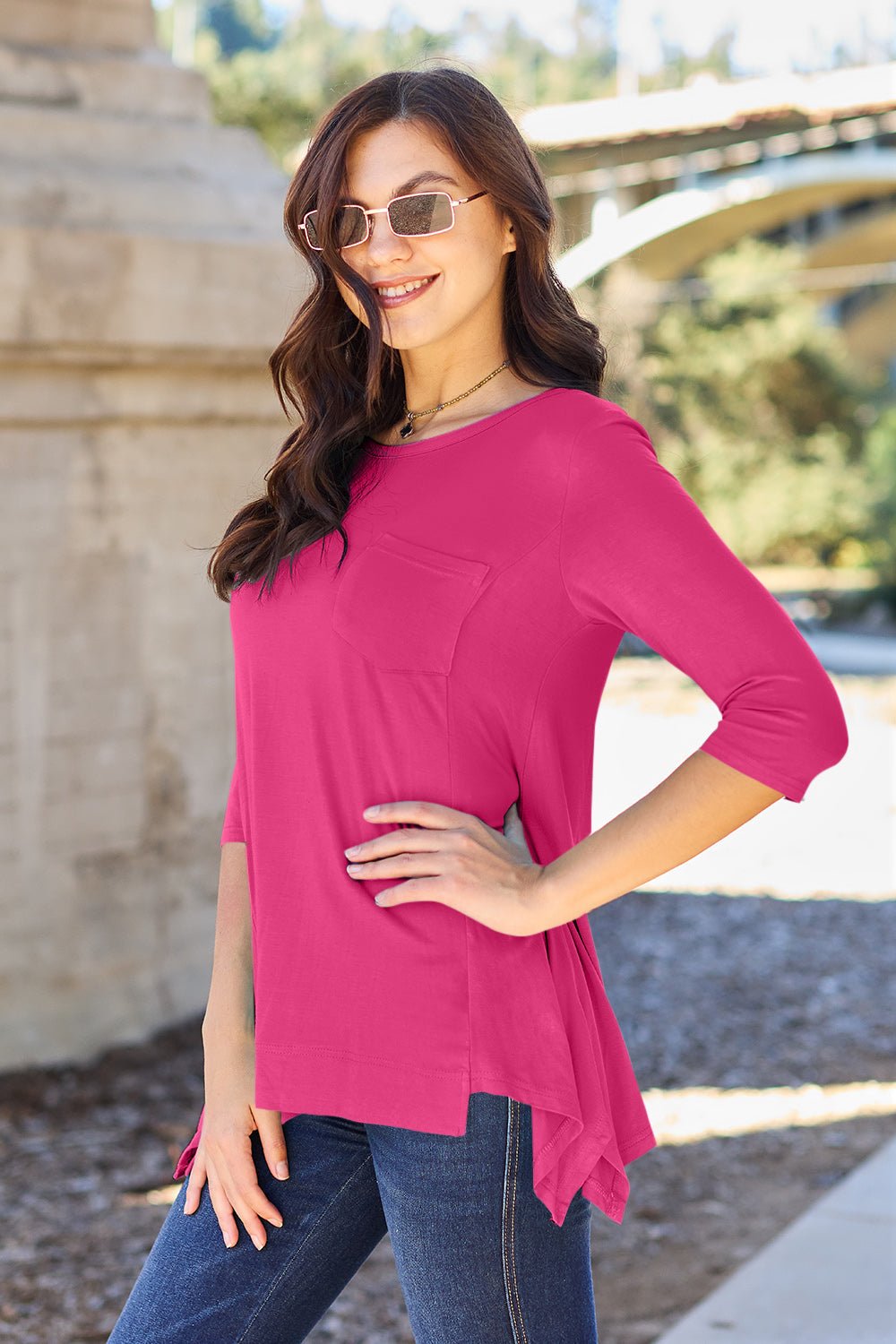 Basic Bae Full Size Round Neck Pocketed T-Shirt - The Coin Has A Say