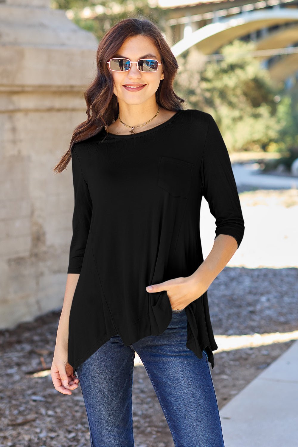 Basic Bae Full Size Round Neck Pocketed T-Shirt - The Coin Has A Say