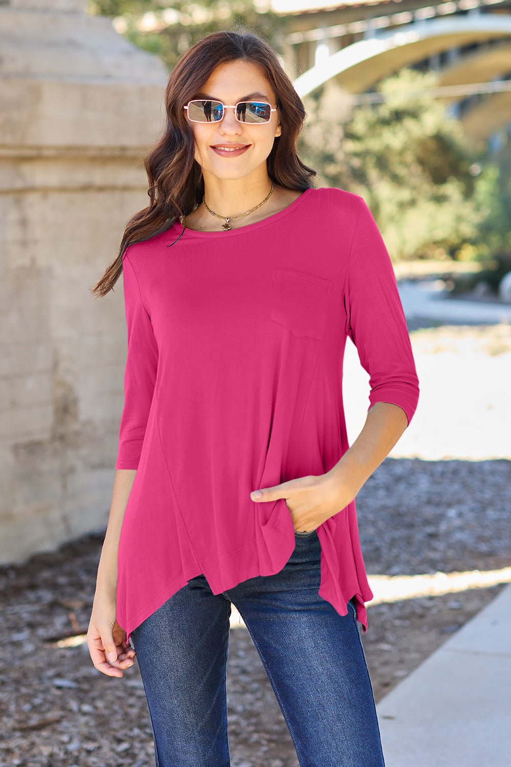 Basic Bae Full Size Round Neck Pocketed T-Shirt - The Coin Has A Say