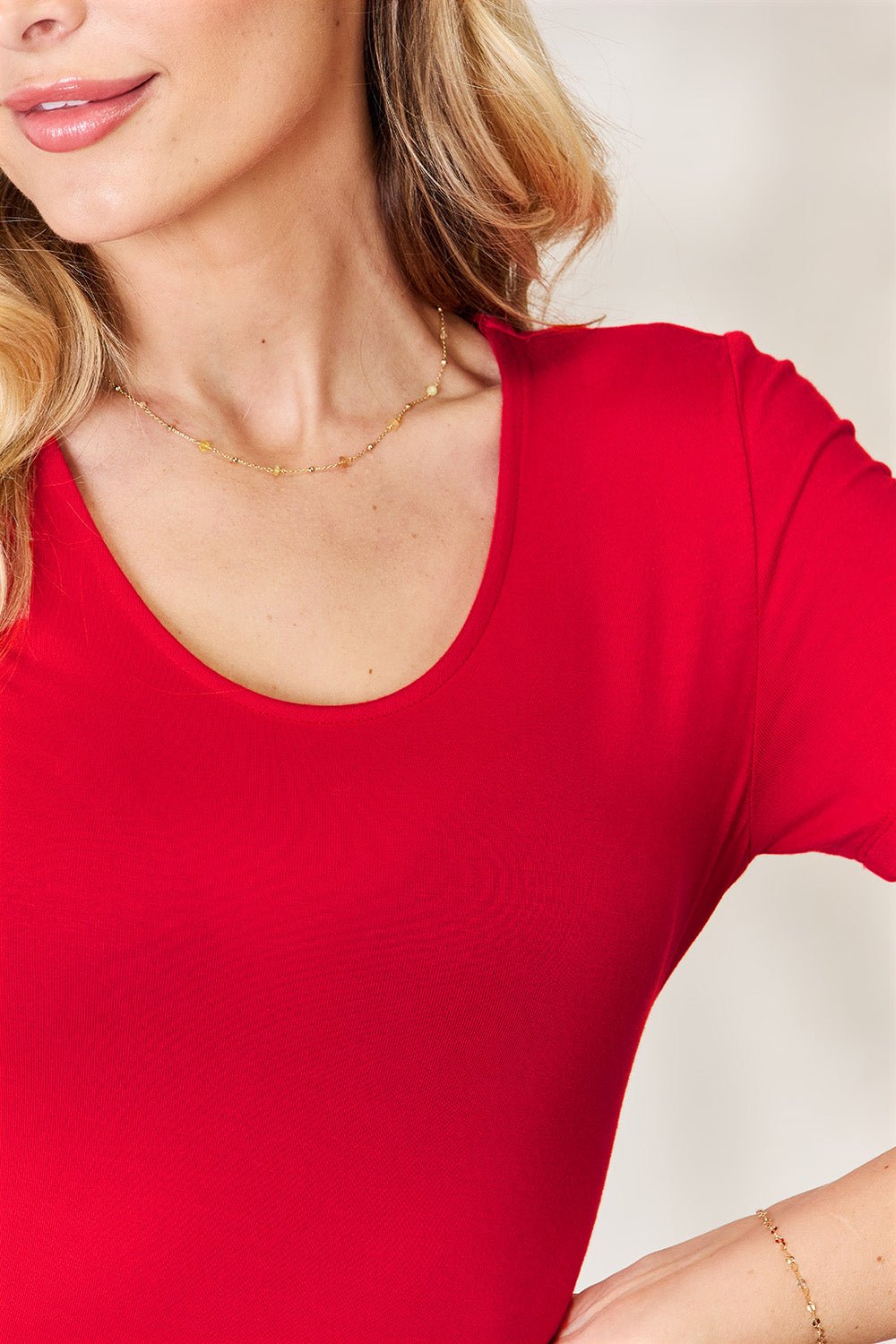 Basic Bae Full Size Round Neck Short Sleeve Bodysuit - The Coin Has A Say
