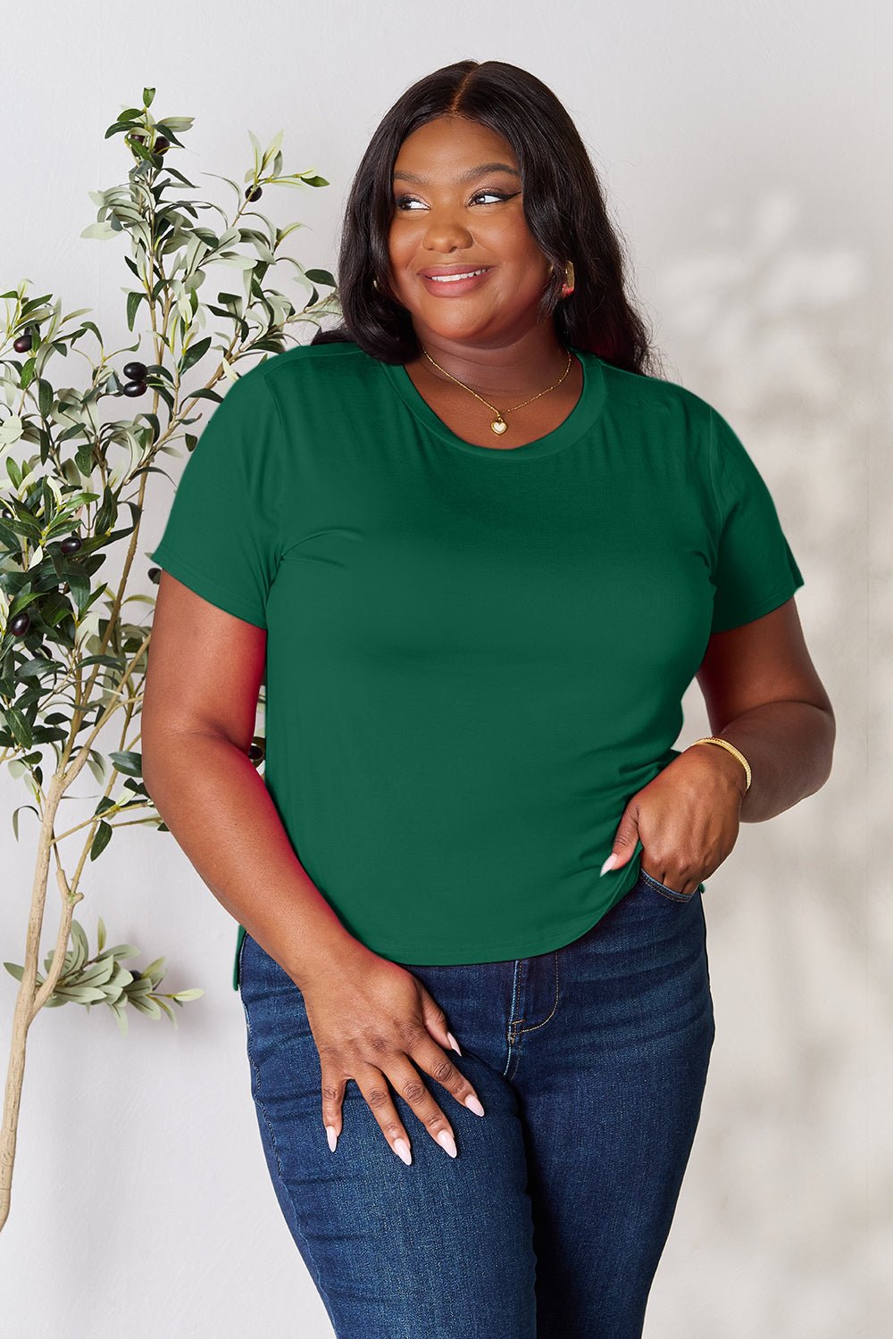 Basic Bae Full Size Round Neck Short Sleeve T-Shirt - The Coin Has A Say