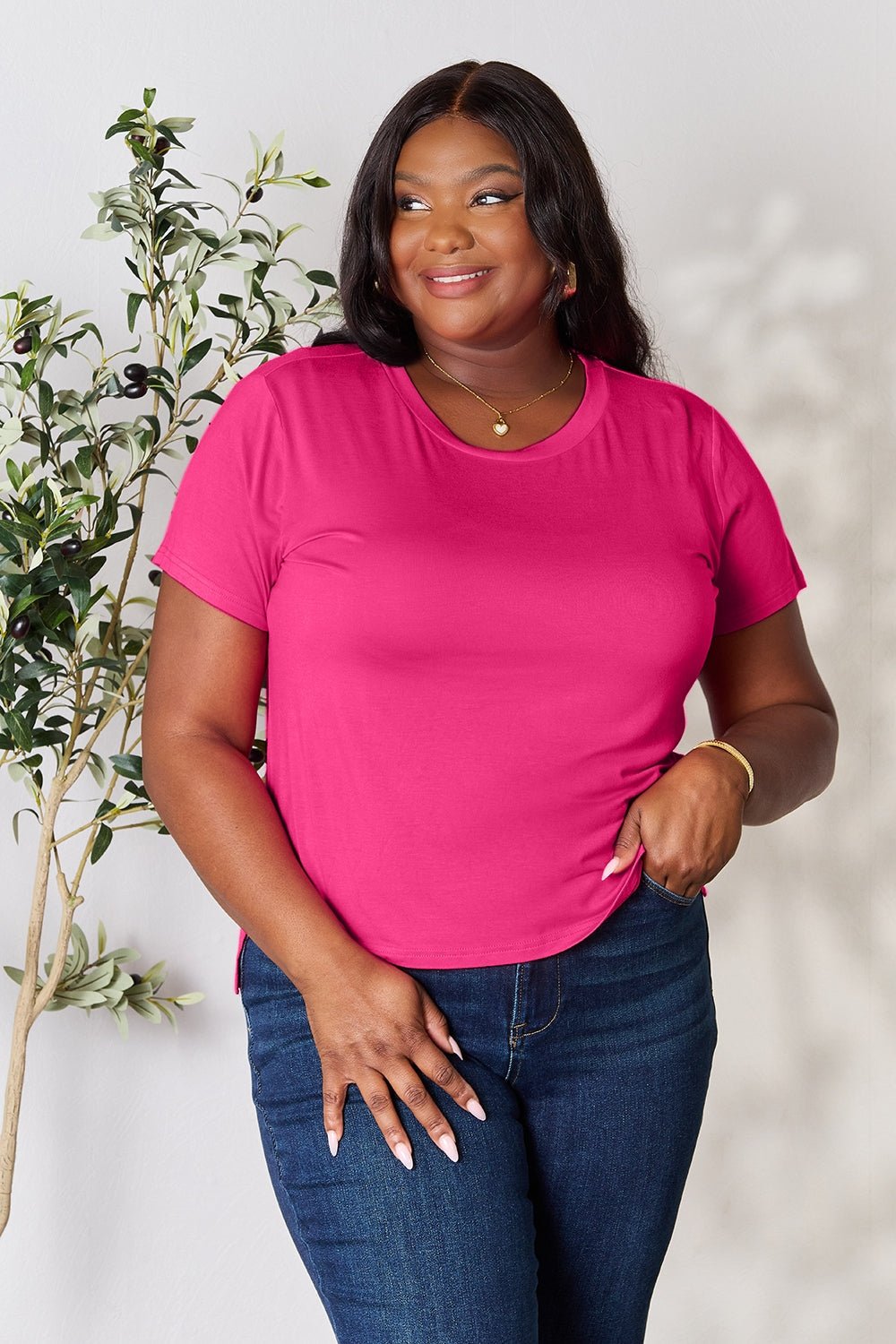 Basic Bae Full Size Round Neck Short Sleeve T-Shirt - The Coin Has A Say