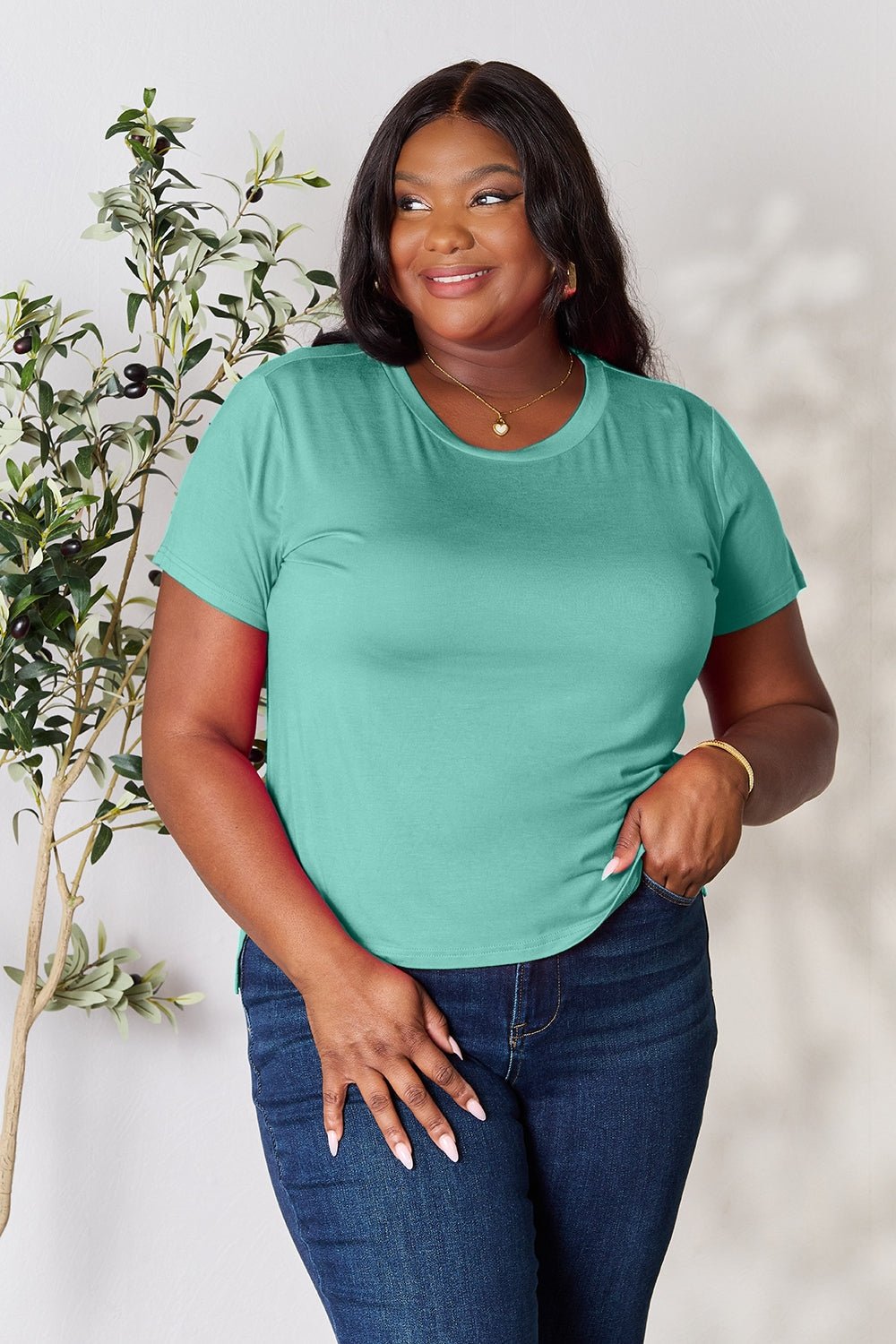 Basic Bae Full Size Round Neck Short Sleeve T-Shirt - The Coin Has A Say