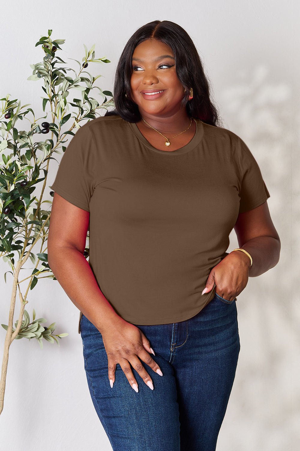 Basic Bae Full Size Round Neck Short Sleeve T-Shirt - The Coin Has A Say