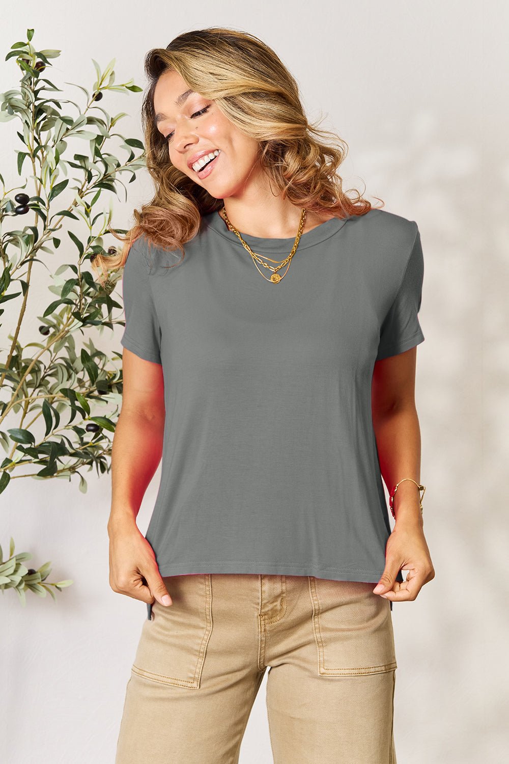 Basic Bae Full Size Round Neck Short Sleeve T-Shirt - The Coin Has A Say