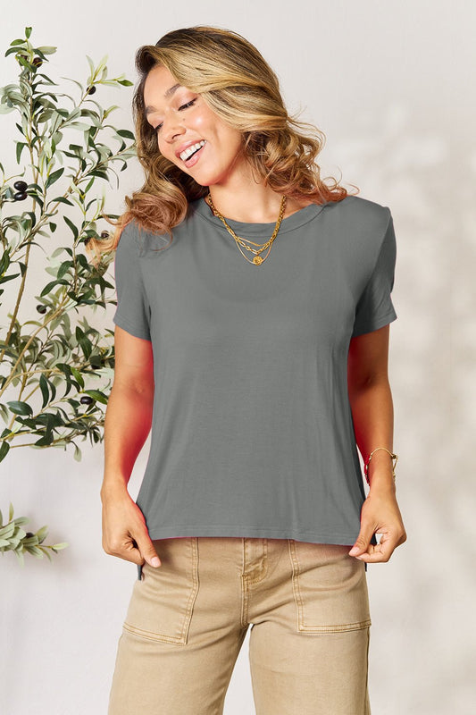 Basic Bae Full Size Round Neck Short Sleeve T-Shirt - The Coin Has A Say