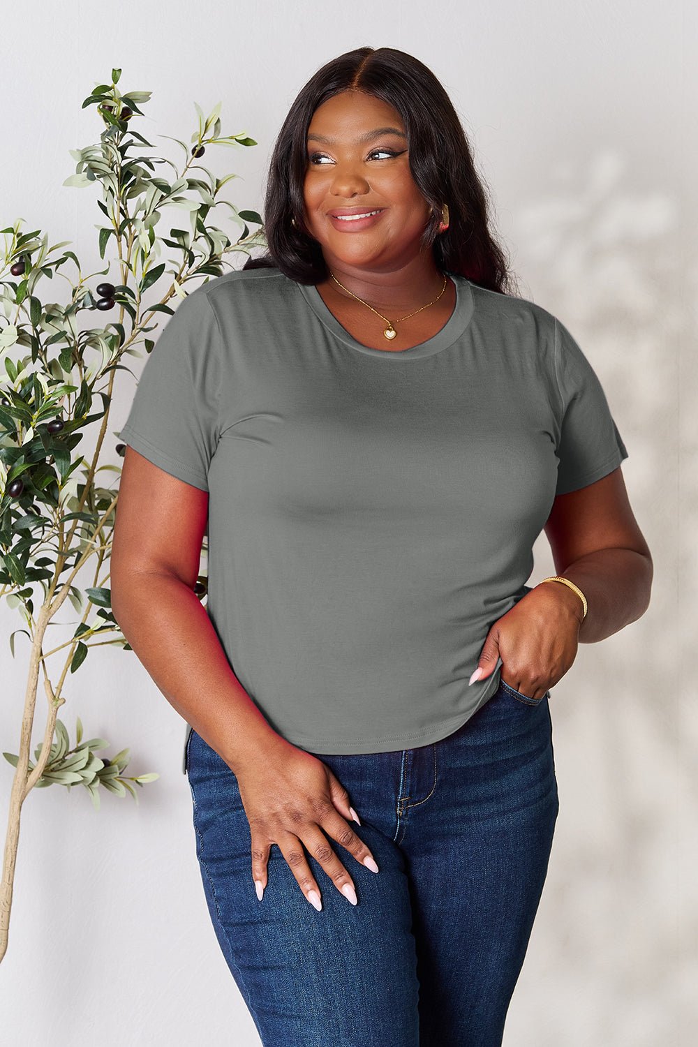 Basic Bae Full Size Round Neck Short Sleeve T-Shirt - The Coin Has A Say