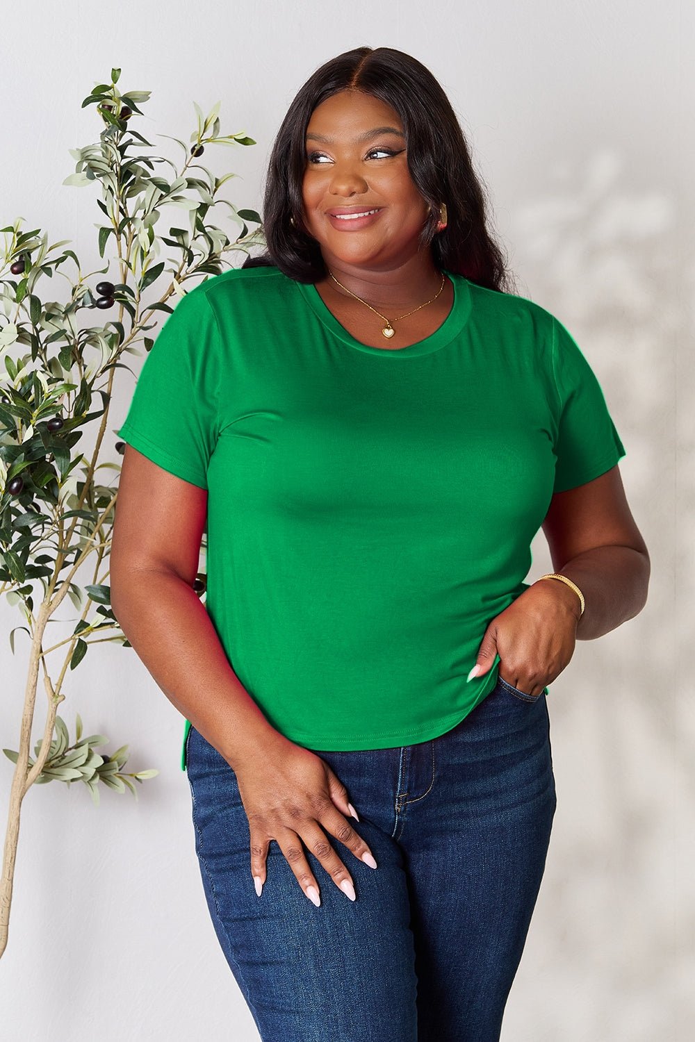 Basic Bae Full Size Round Neck Short Sleeve T-Shirt - The Coin Has A Say