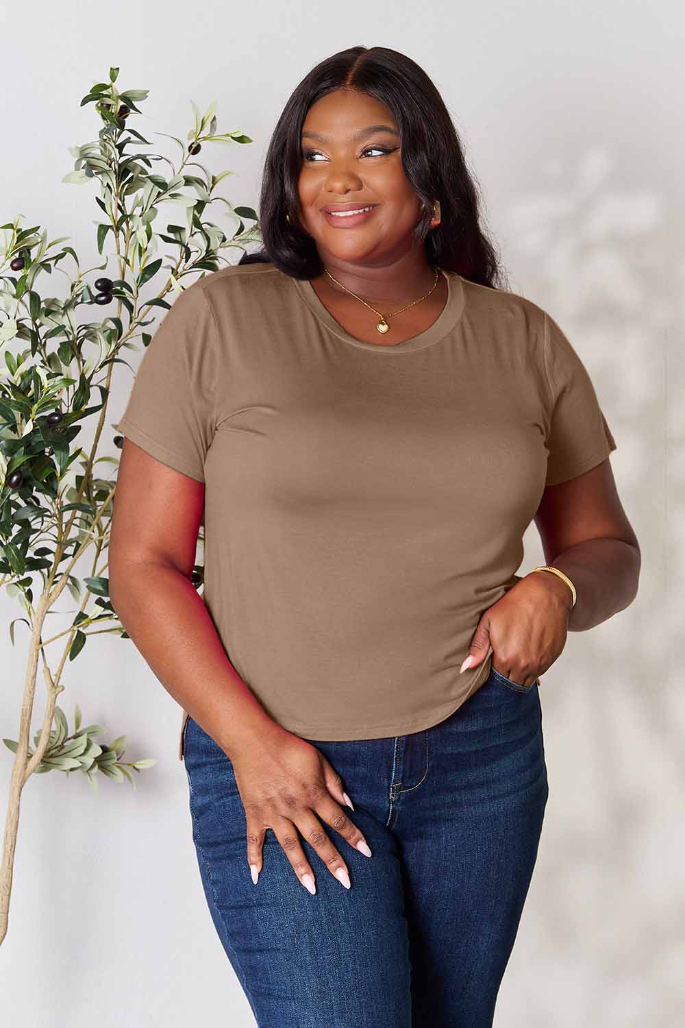 Basic Bae Full Size Round Neck Short Sleeve T-Shirt - The Coin Has A Say