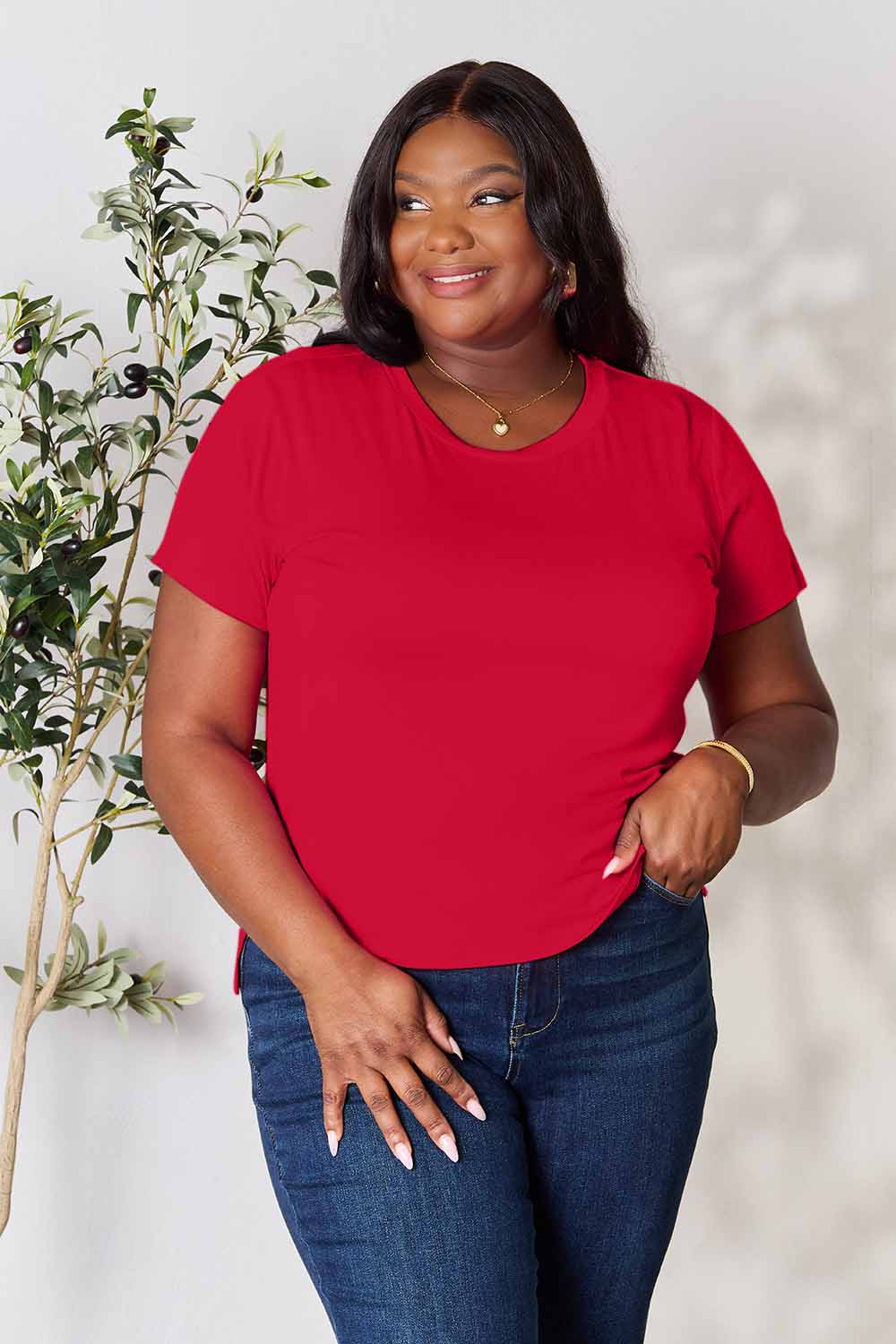 Basic Bae Full Size Round Neck Short Sleeve T-Shirt - The Coin Has A Say