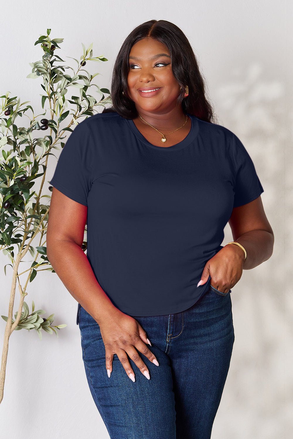 Basic Bae Full Size Round Neck Short Sleeve T-Shirt - The Coin Has A Say
