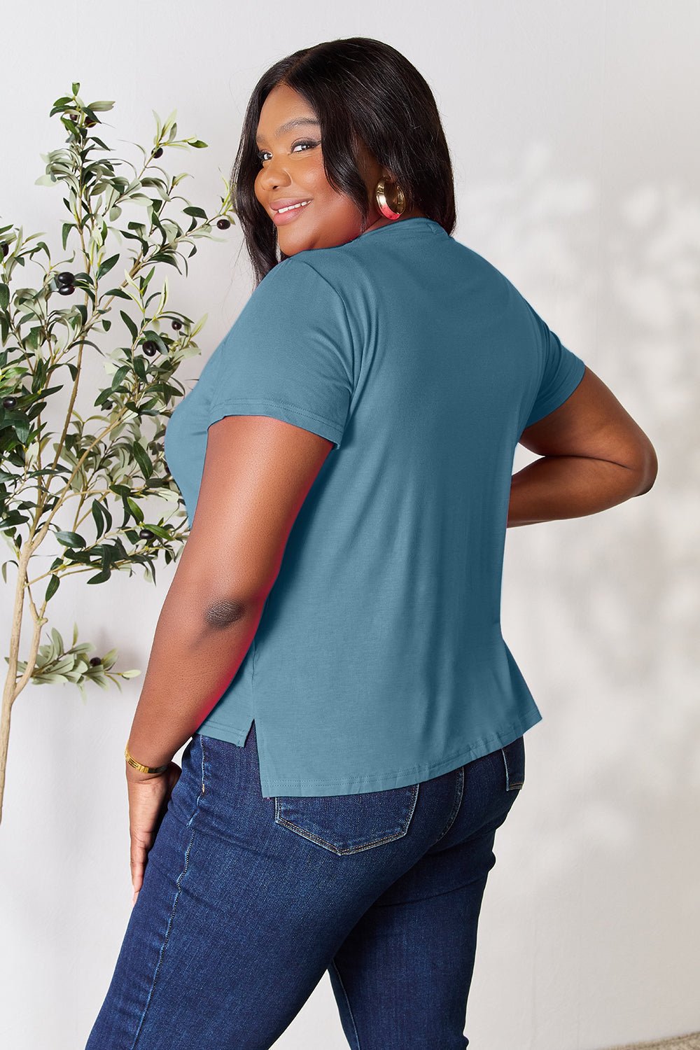 Basic Bae Full Size Round Neck Short Sleeve T-Shirt - The Coin Has A Say