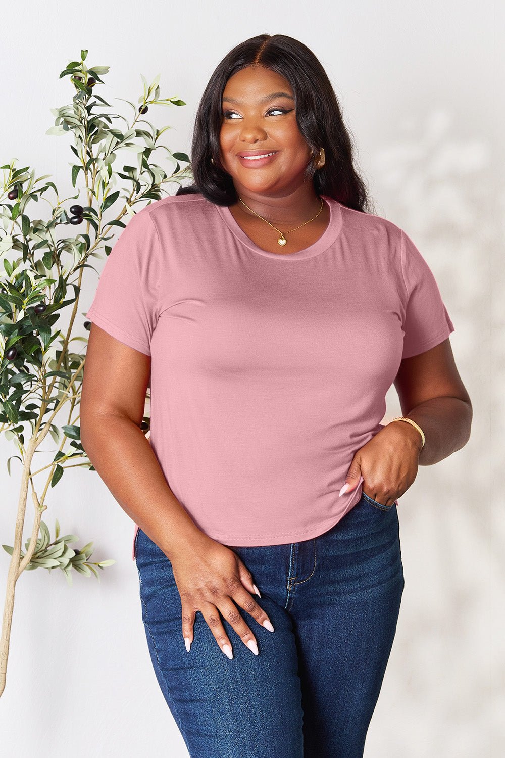 Basic Bae Full Size Round Neck Short Sleeve T-Shirt - The Coin Has A Say