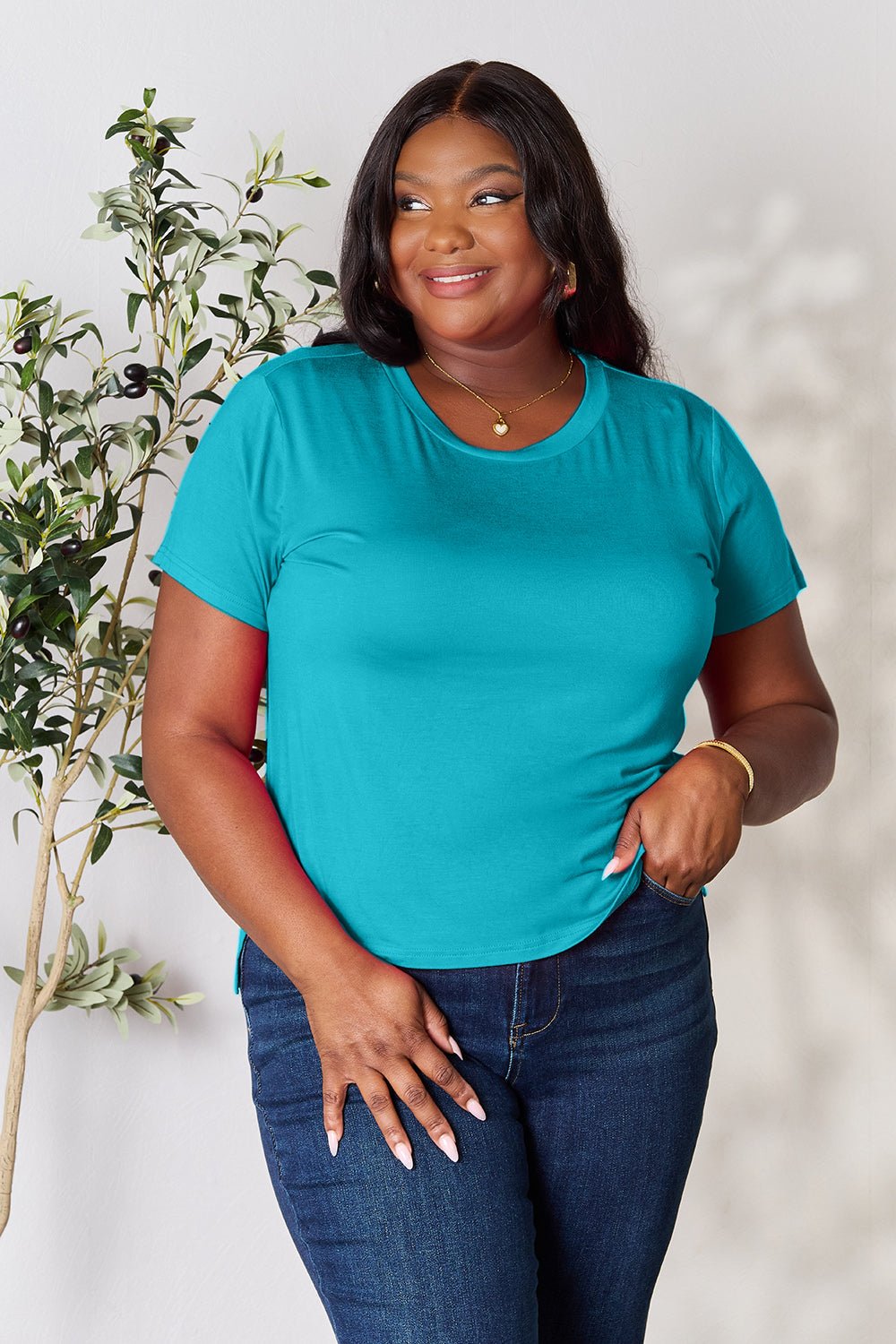 Basic Bae Full Size Round Neck Short Sleeve T-Shirt - The Coin Has A Say