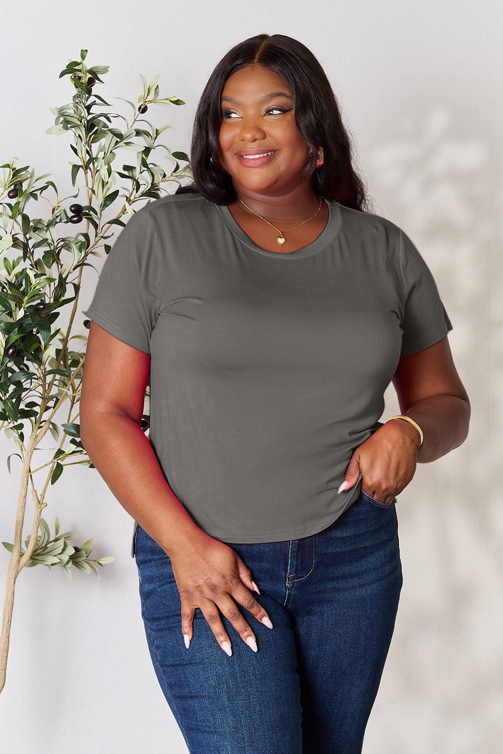 Basic Bae Full Size Round Neck Short Sleeve T-Shirt - The Coin Has A Say