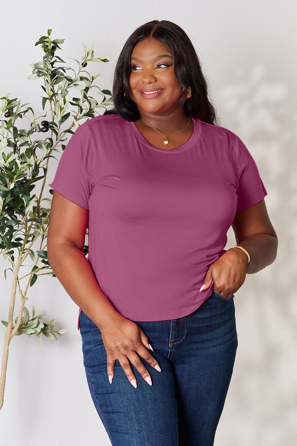 Basic Bae Full Size Round Neck Short Sleeve T-Shirt - The Coin Has A Say