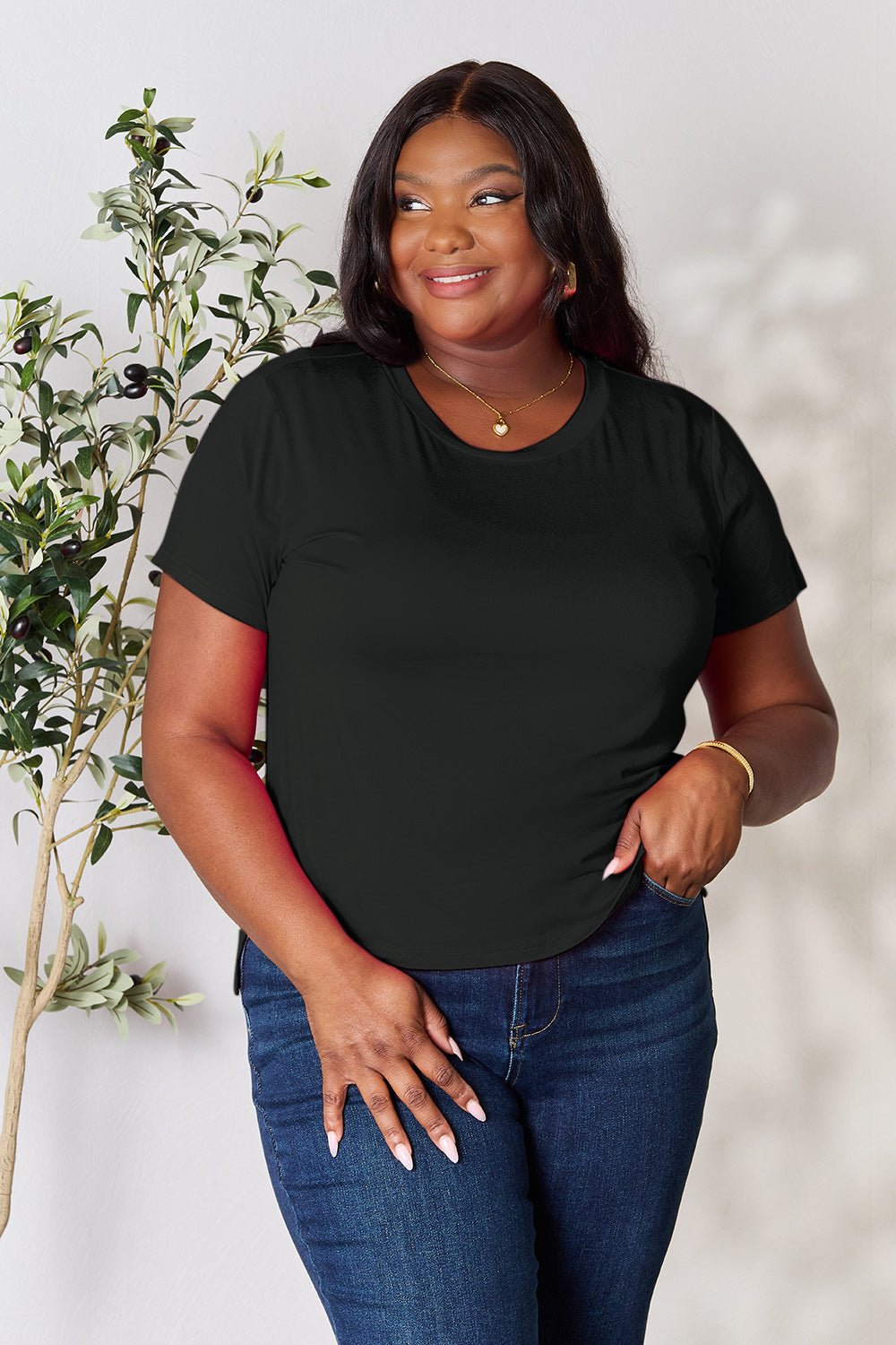 Basic Bae Full Size Round Neck Short Sleeve T-Shirt - The Coin Has A Say