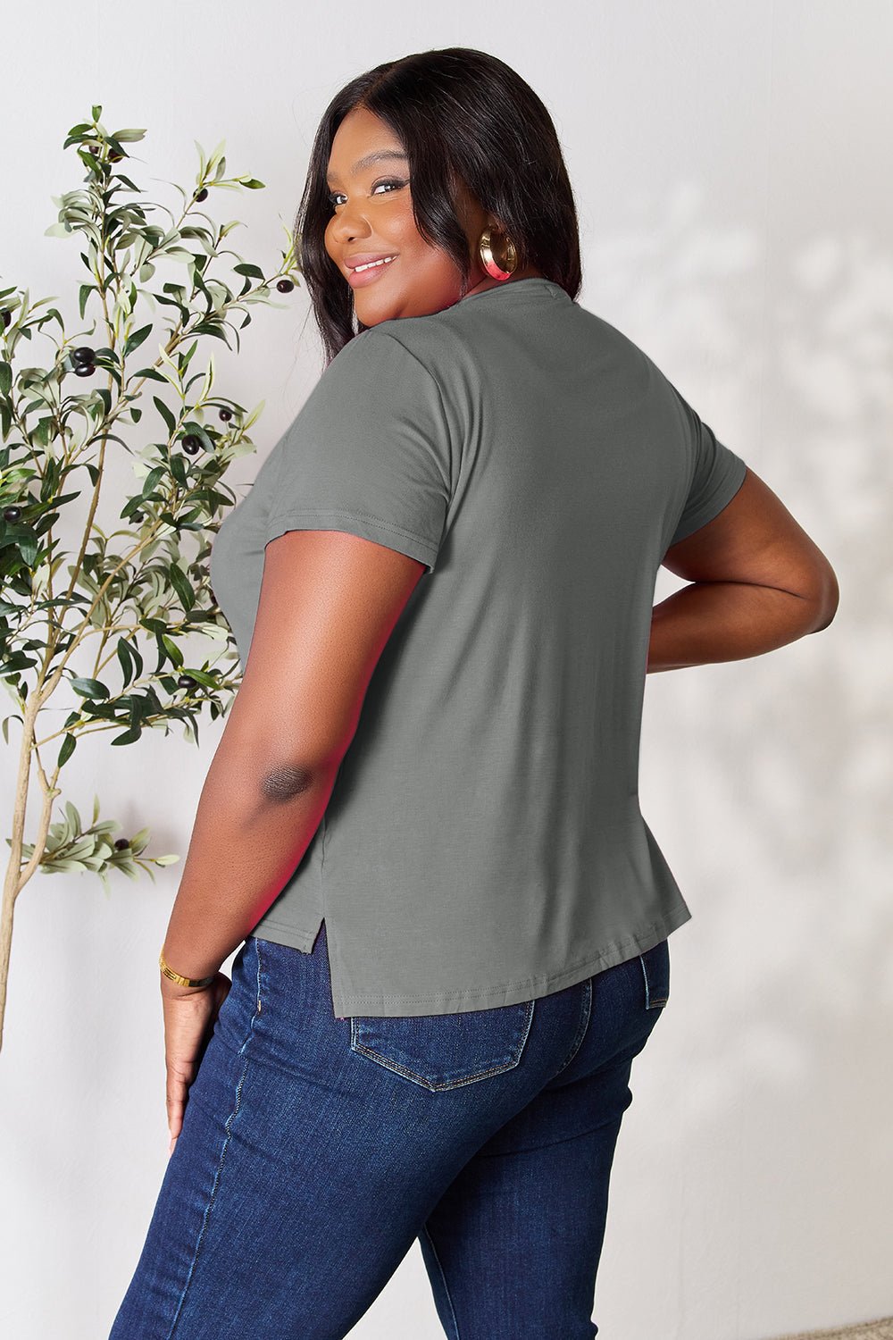 Basic Bae Full Size Round Neck Short Sleeve T-Shirt - The Coin Has A Say