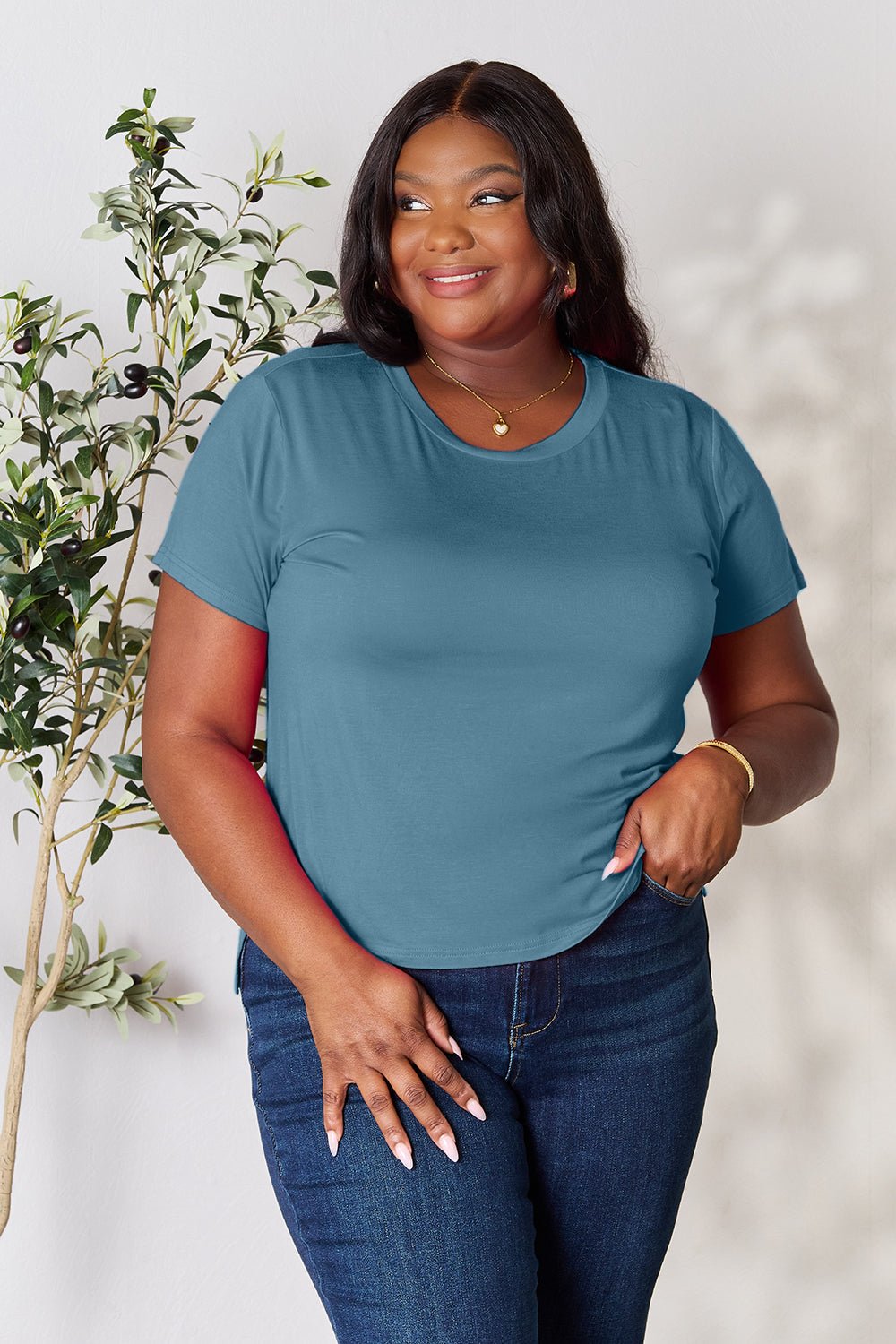 Basic Bae Full Size Round Neck Short Sleeve T-Shirt - The Coin Has A Say