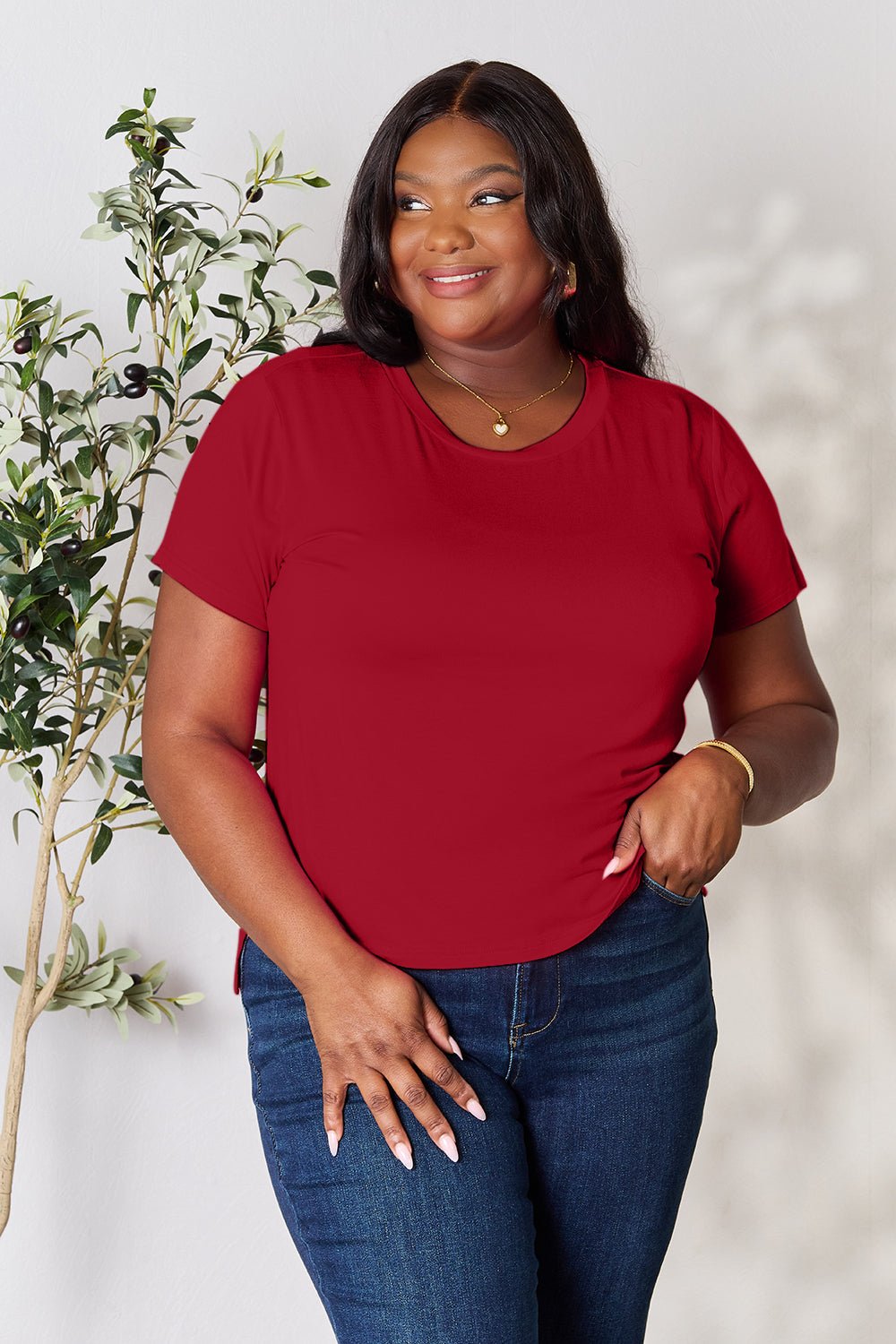 Basic Bae Full Size Round Neck Short Sleeve T-Shirt - The Coin Has A Say