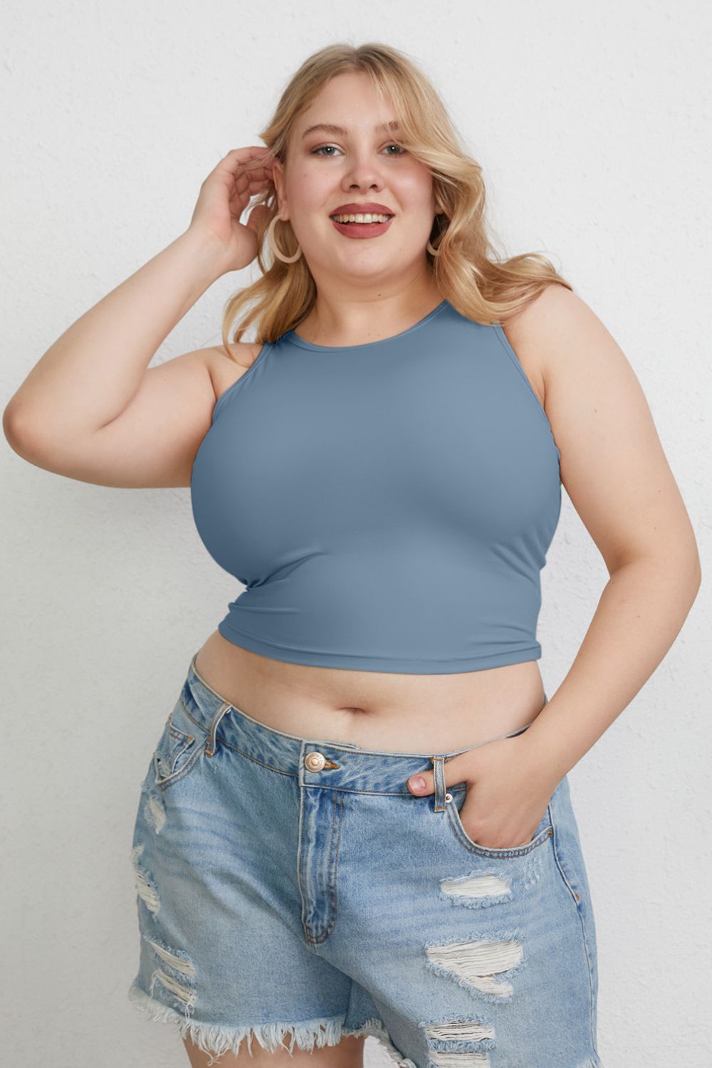 Basic Bae Full Size Round Neck Slim Tank - The Coin Has A Say