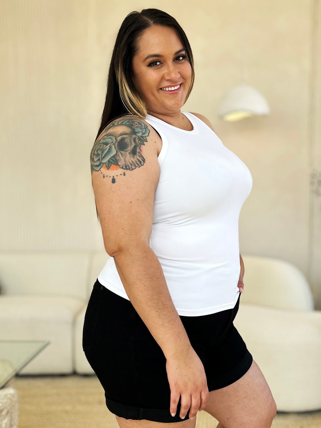 Basic Bae Full Size Round Neck Slim Tank - The Coin Has A Say