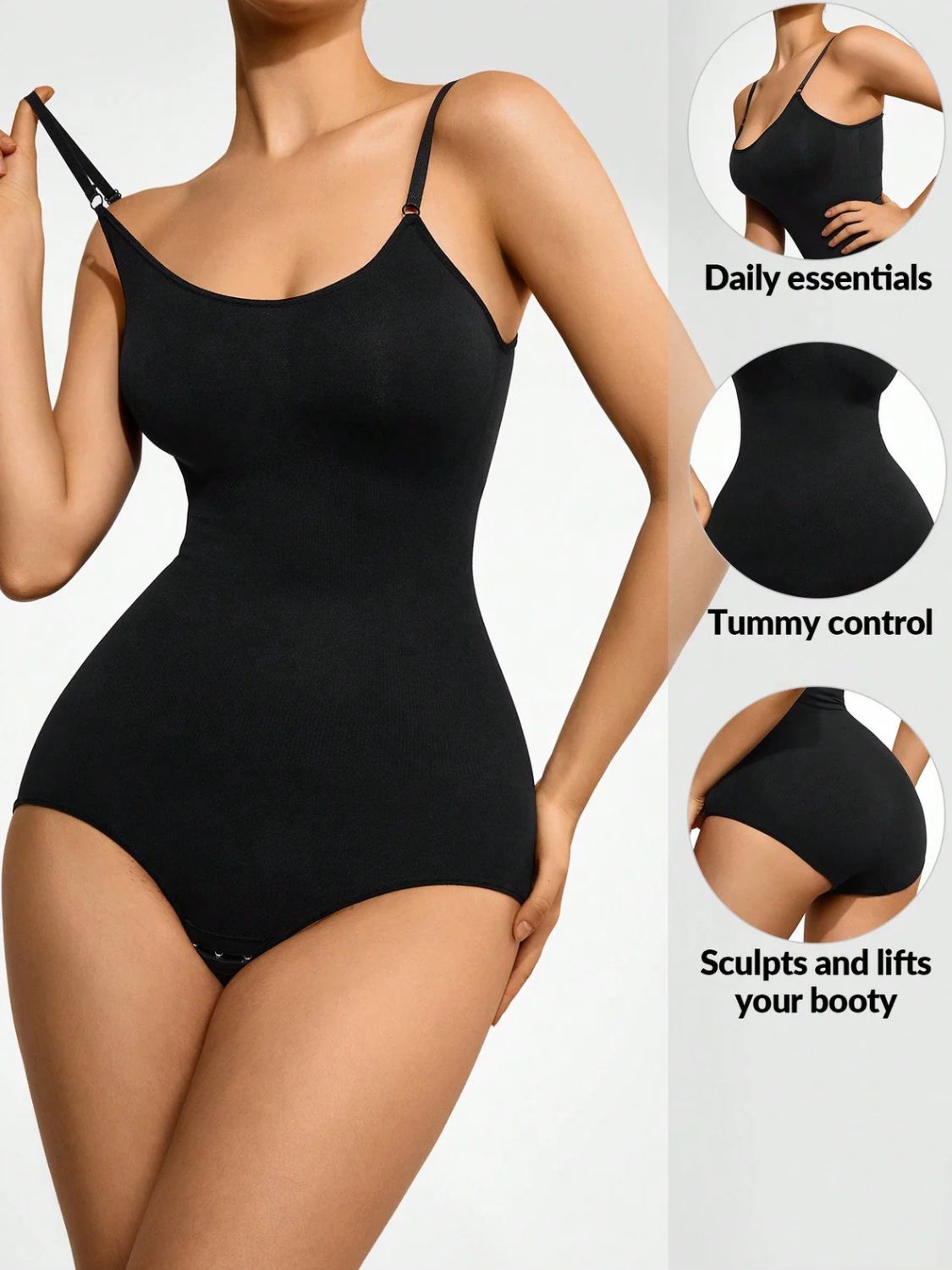 Basic Bae Full Size Scoop Neck Butt Lifting Bodysuit - The Coin Has A Say