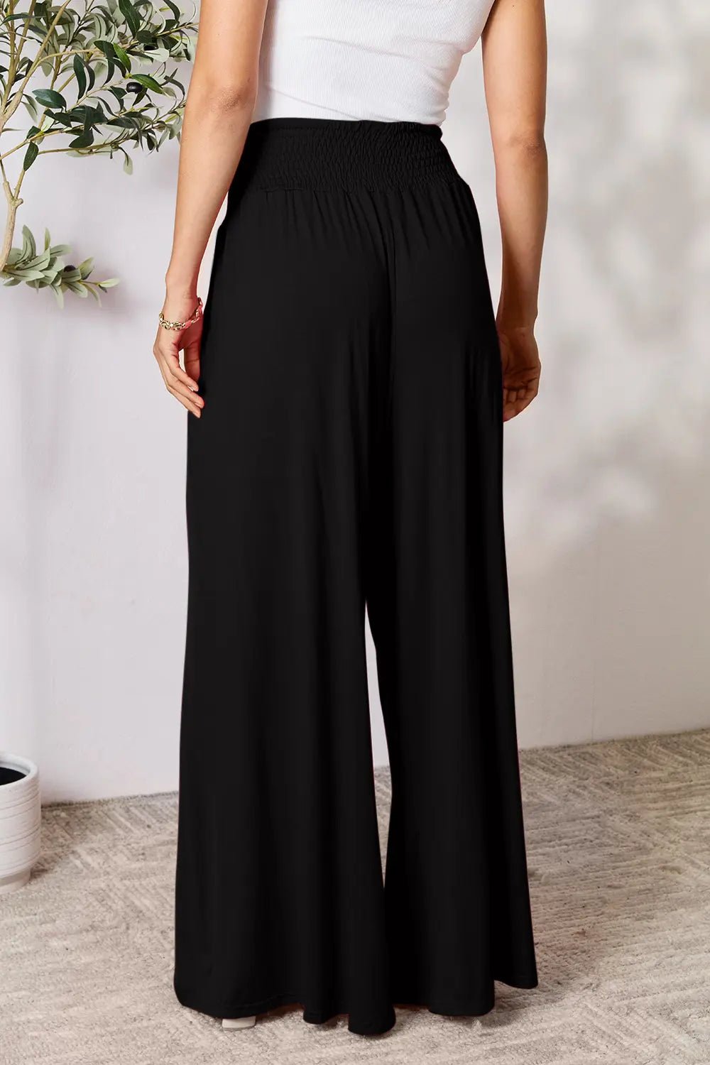 Basic Bae Full Size Smocked Wide Waistband Wide Leg Pants - The Coin Has A Say