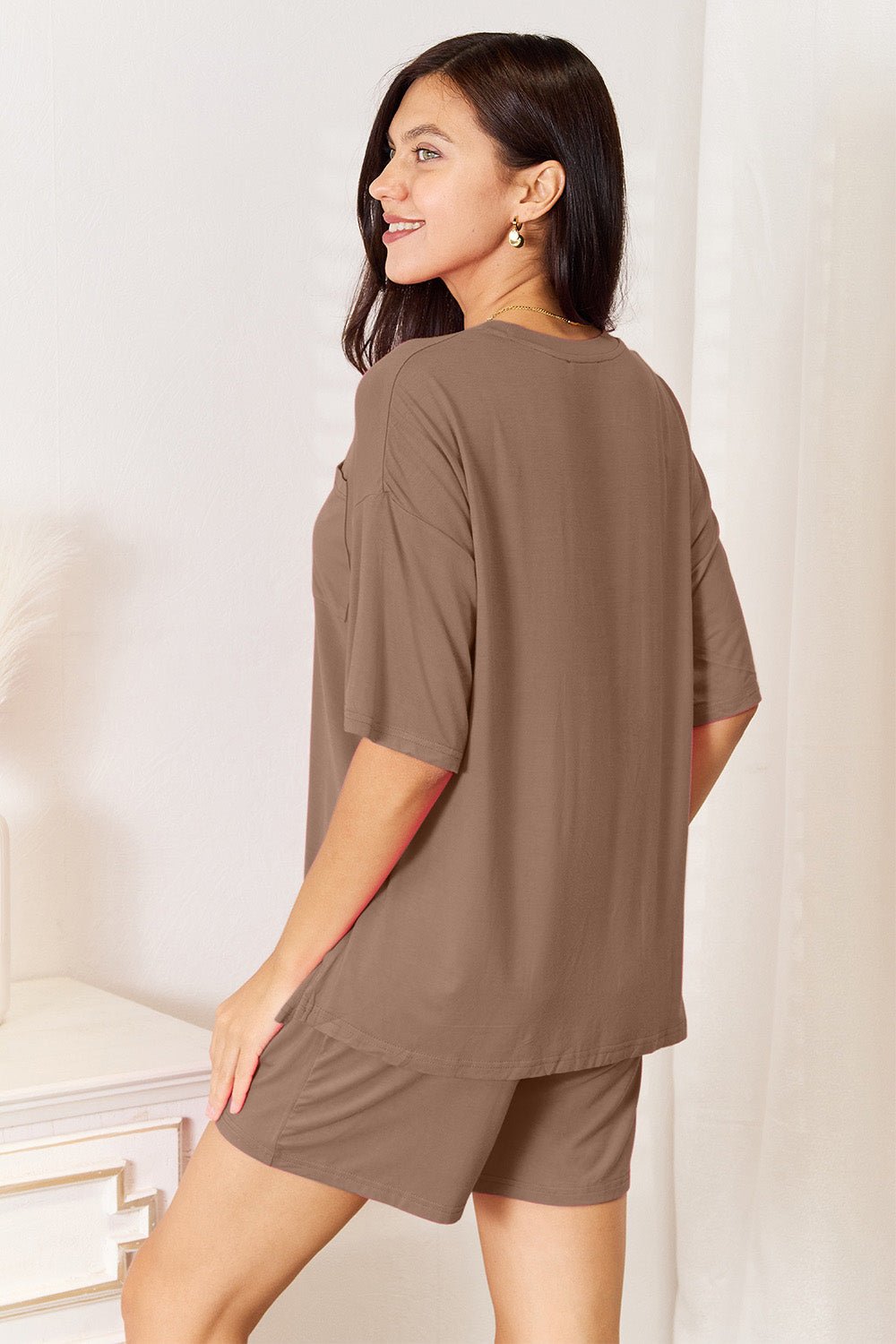 Basic Bae Full Size Soft Rayon Half Sleeve Top and Shorts Set - The Coin Has A Say
