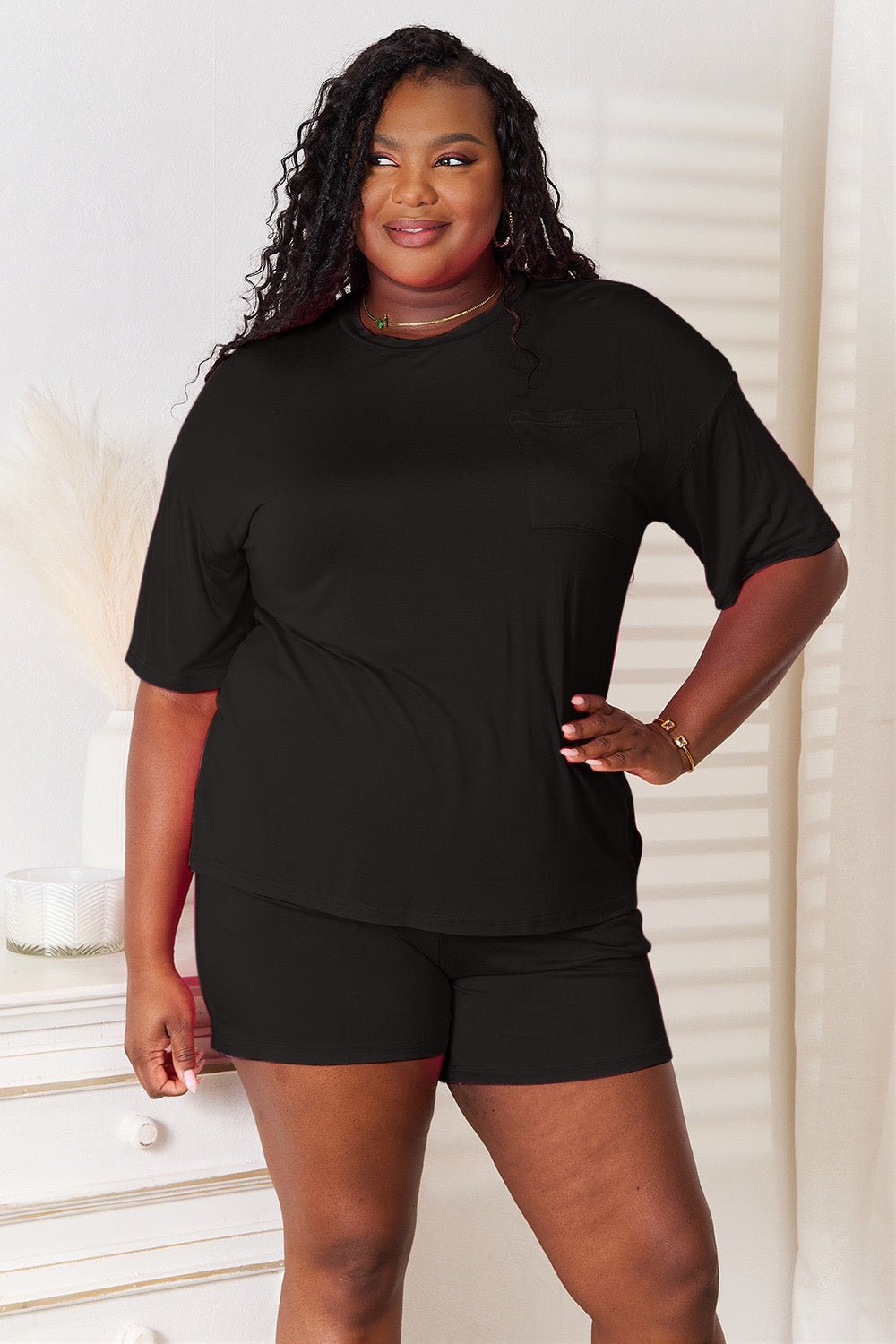Basic Bae Full Size Soft Rayon Half Sleeve Top and Shorts Set - The Coin Has A Say