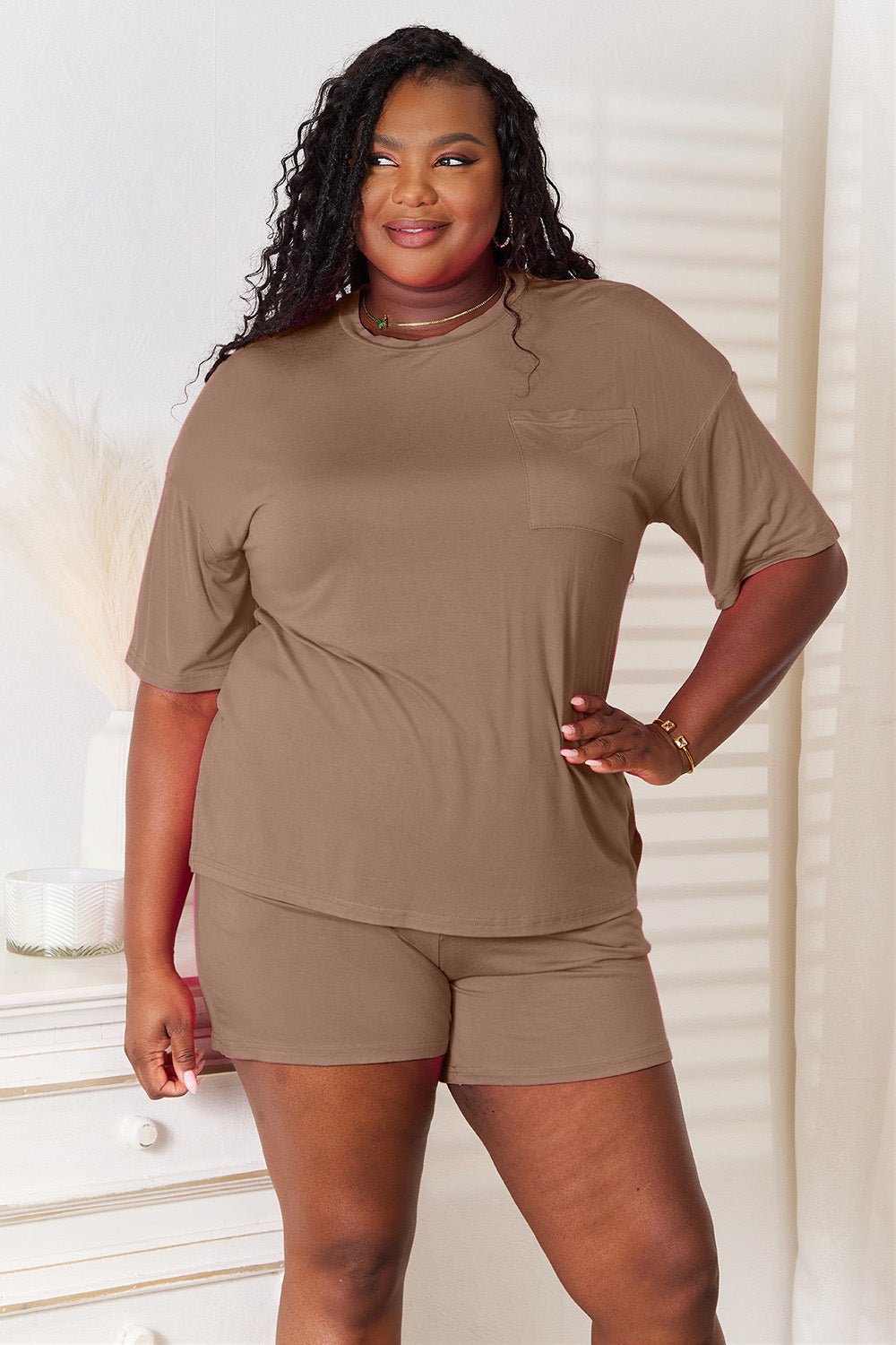 Basic Bae Full Size Soft Rayon Half Sleeve Top and Shorts Set - The Coin Has A Say