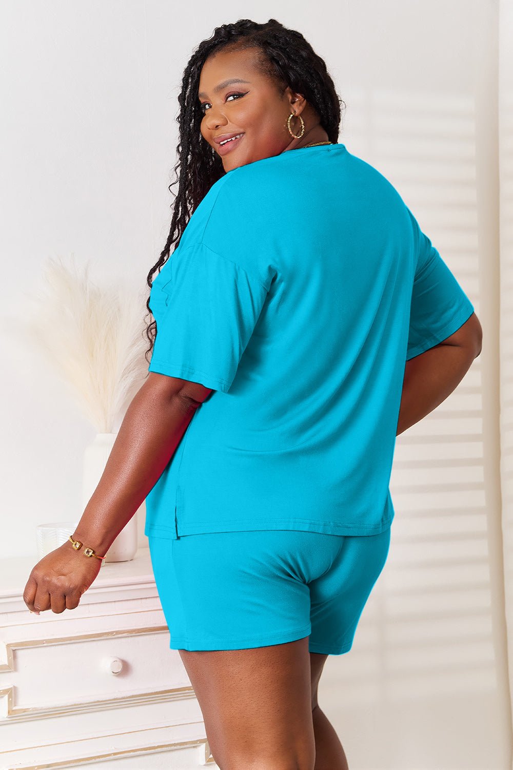 Basic Bae Full Size Soft Rayon Half Sleeve Top and Shorts Set - The Coin Has A Say