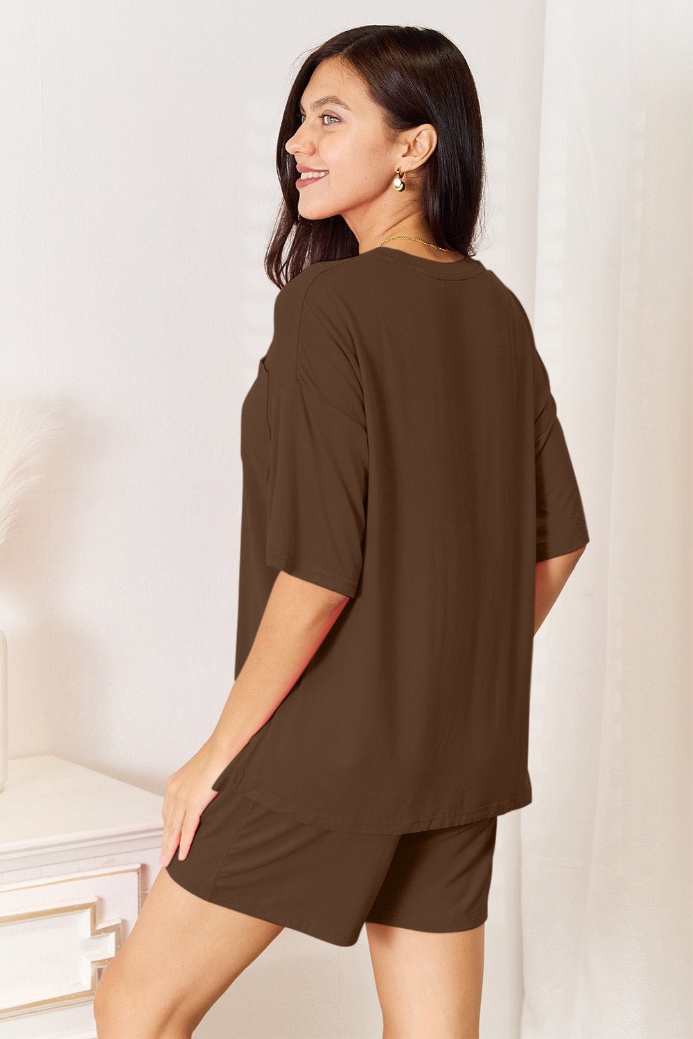 Basic Bae Full Size Soft Rayon Half Sleeve Top and Shorts Set - The Coin Has A Say
