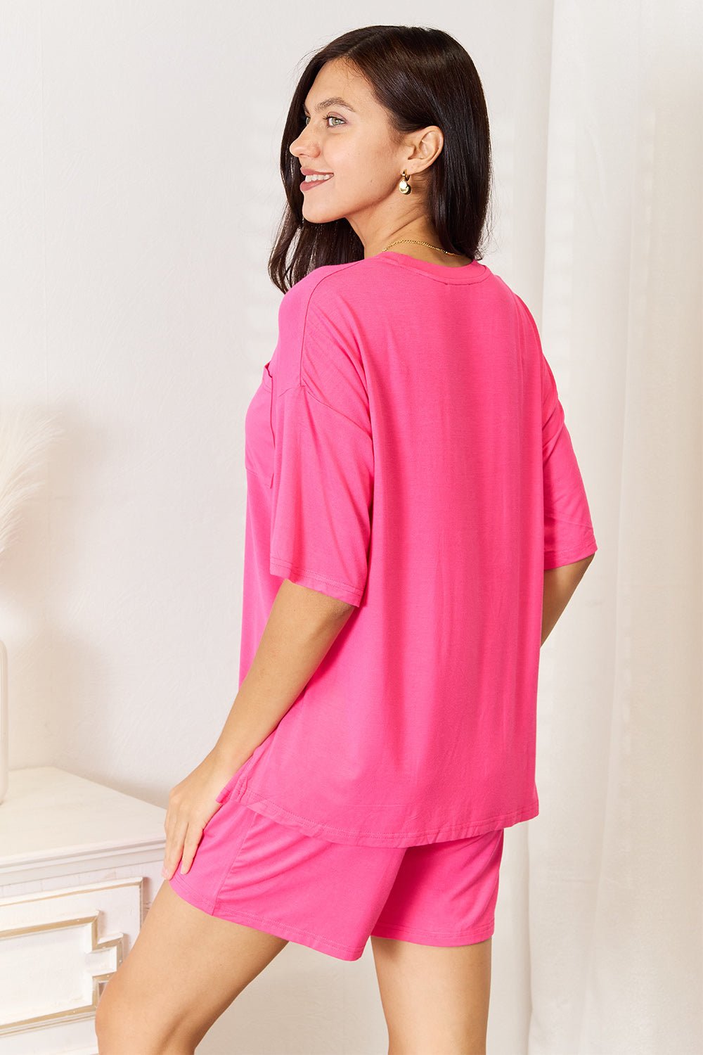 Basic Bae Full Size Soft Rayon Half Sleeve Top and Shorts Set - The Coin Has A Say