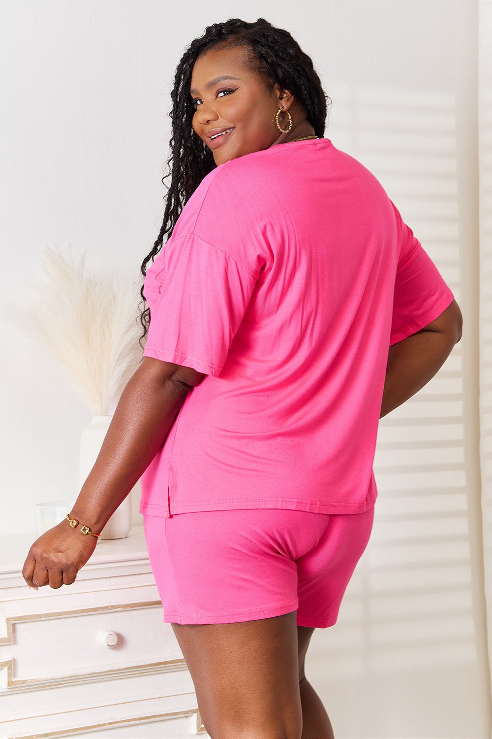Basic Bae Full Size Soft Rayon Half Sleeve Top and Shorts Set - The Coin Has A Say
