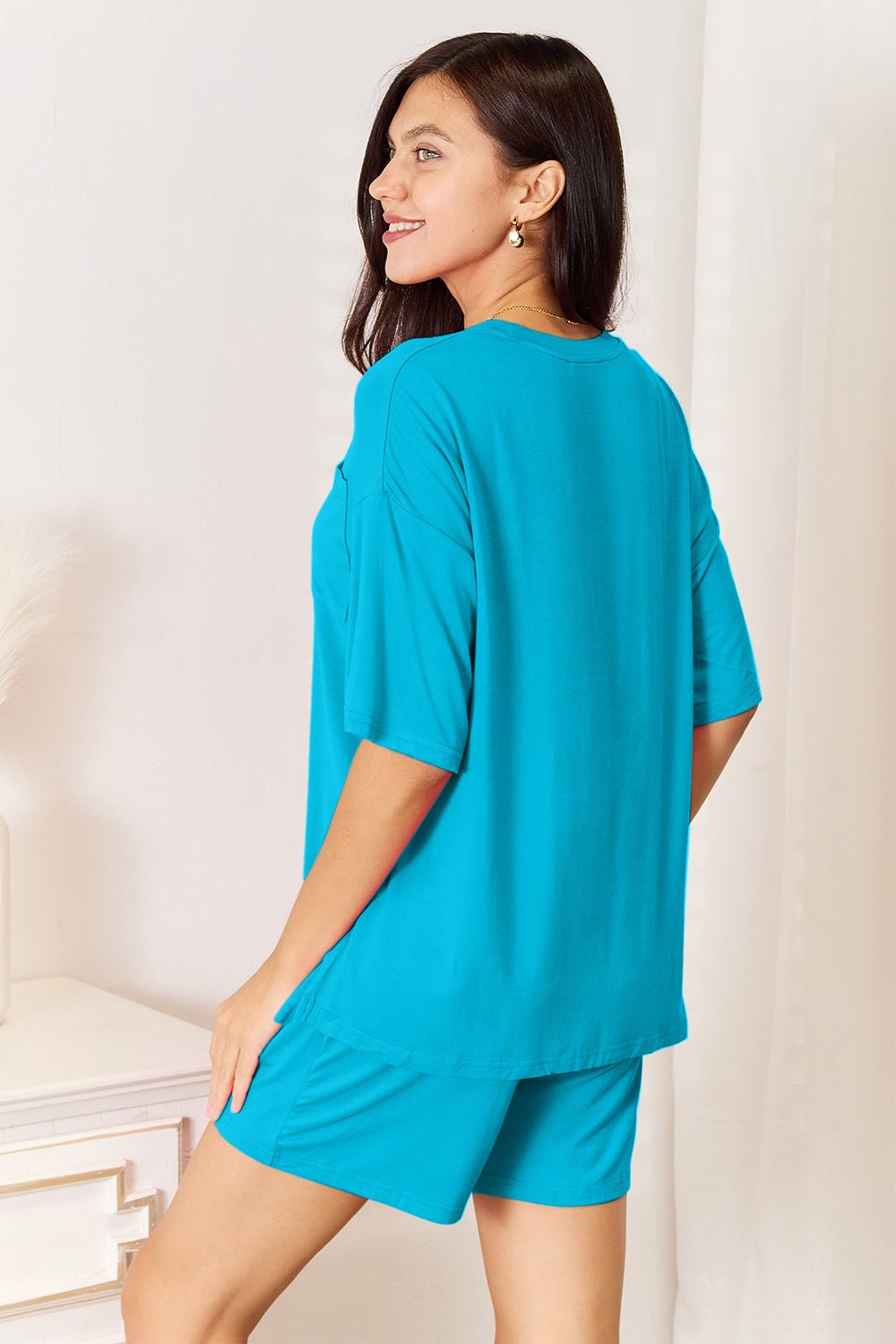 Basic Bae Full Size Soft Rayon Half Sleeve Top and Shorts Set - The Coin Has A Say