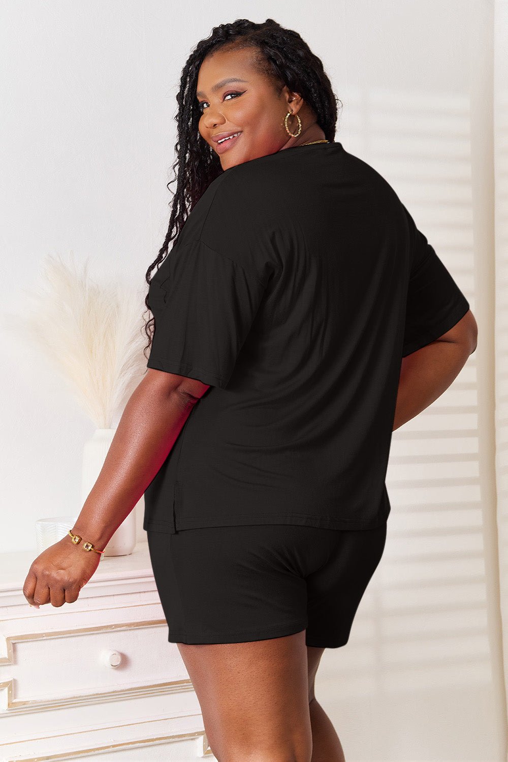 Basic Bae Full Size Soft Rayon Half Sleeve Top and Shorts Set - The Coin Has A Say