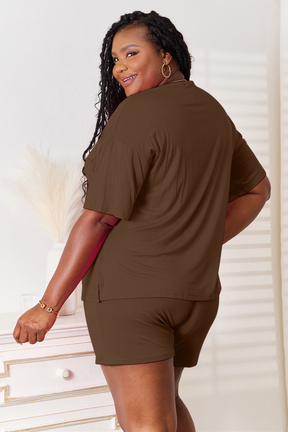 Basic Bae Full Size Soft Rayon Half Sleeve Top and Shorts Set - The Coin Has A Say