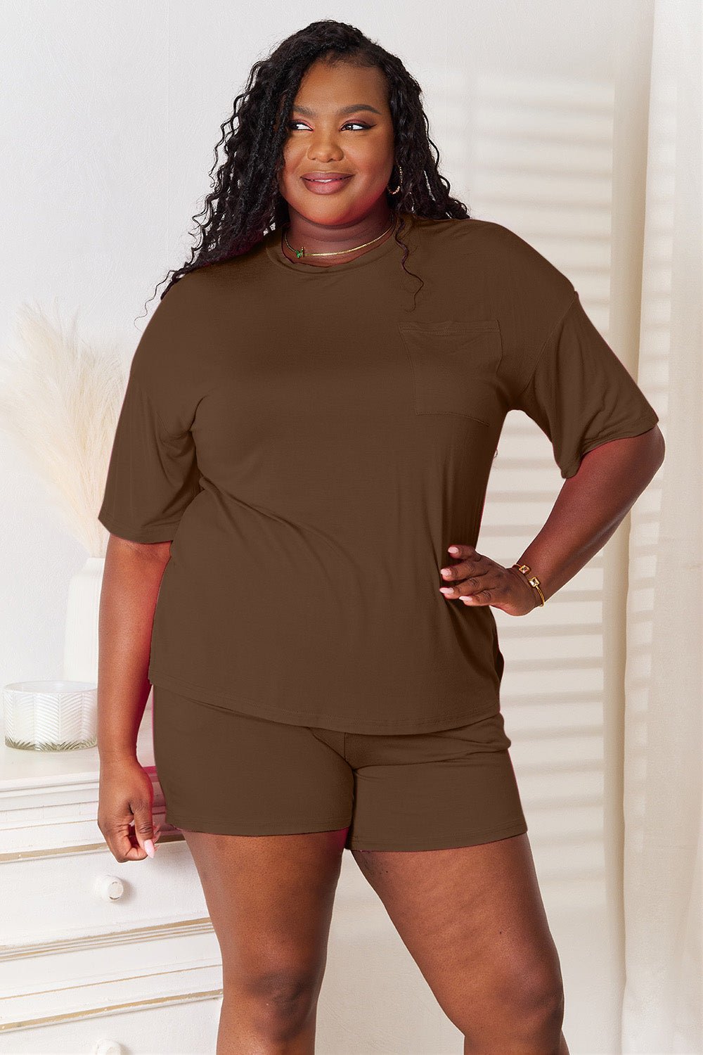 Basic Bae Full Size Soft Rayon Half Sleeve Top and Shorts Set - The Coin Has A Say