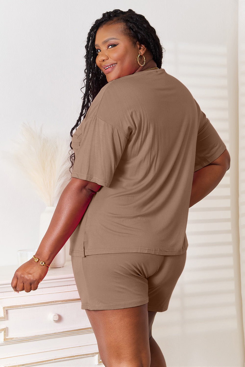 Basic Bae Full Size Soft Rayon Half Sleeve Top and Shorts Set - The Coin Has A Say