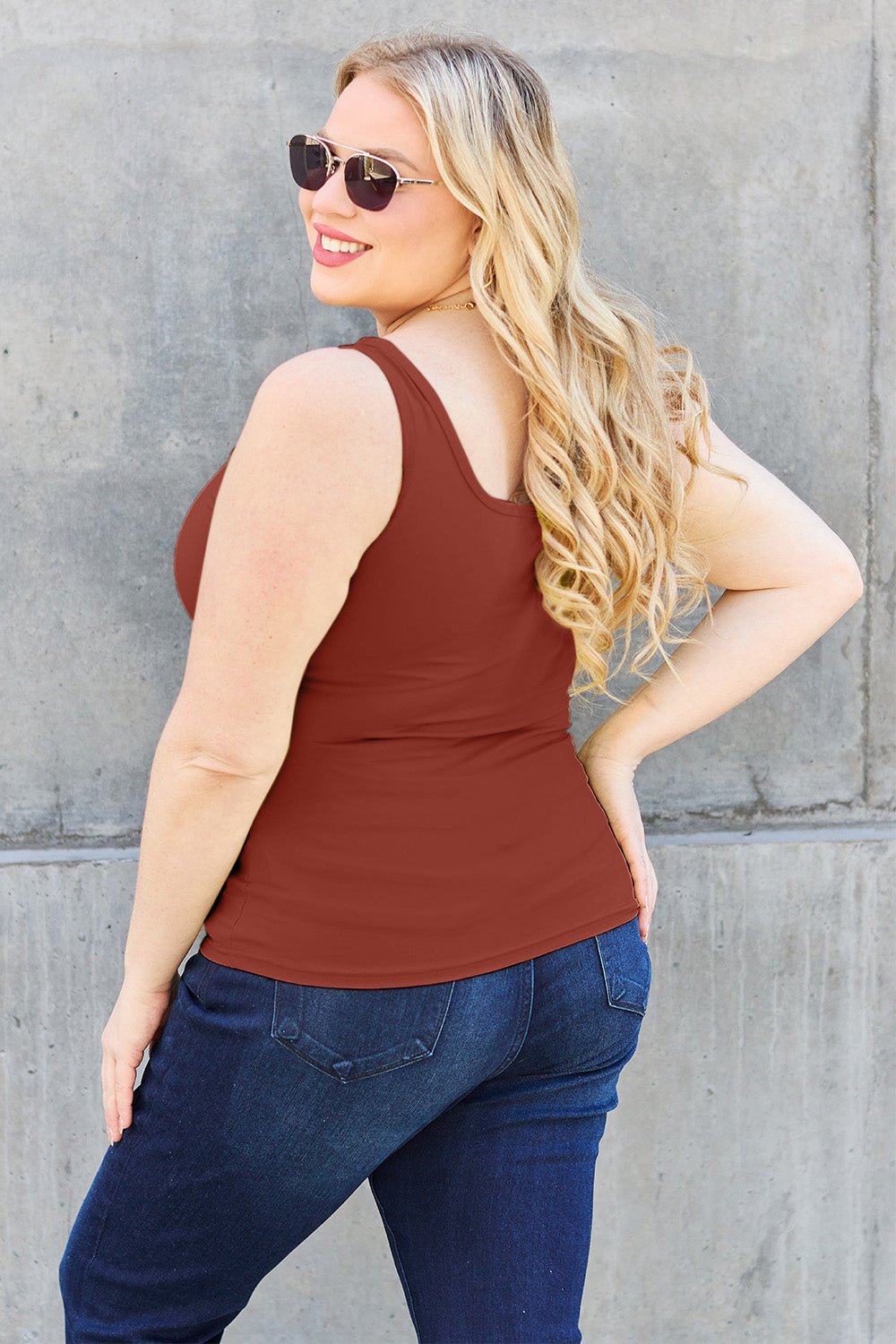 Basic Bae Full Size Square Neck Wide Strap Tank - The Coin Has A Say