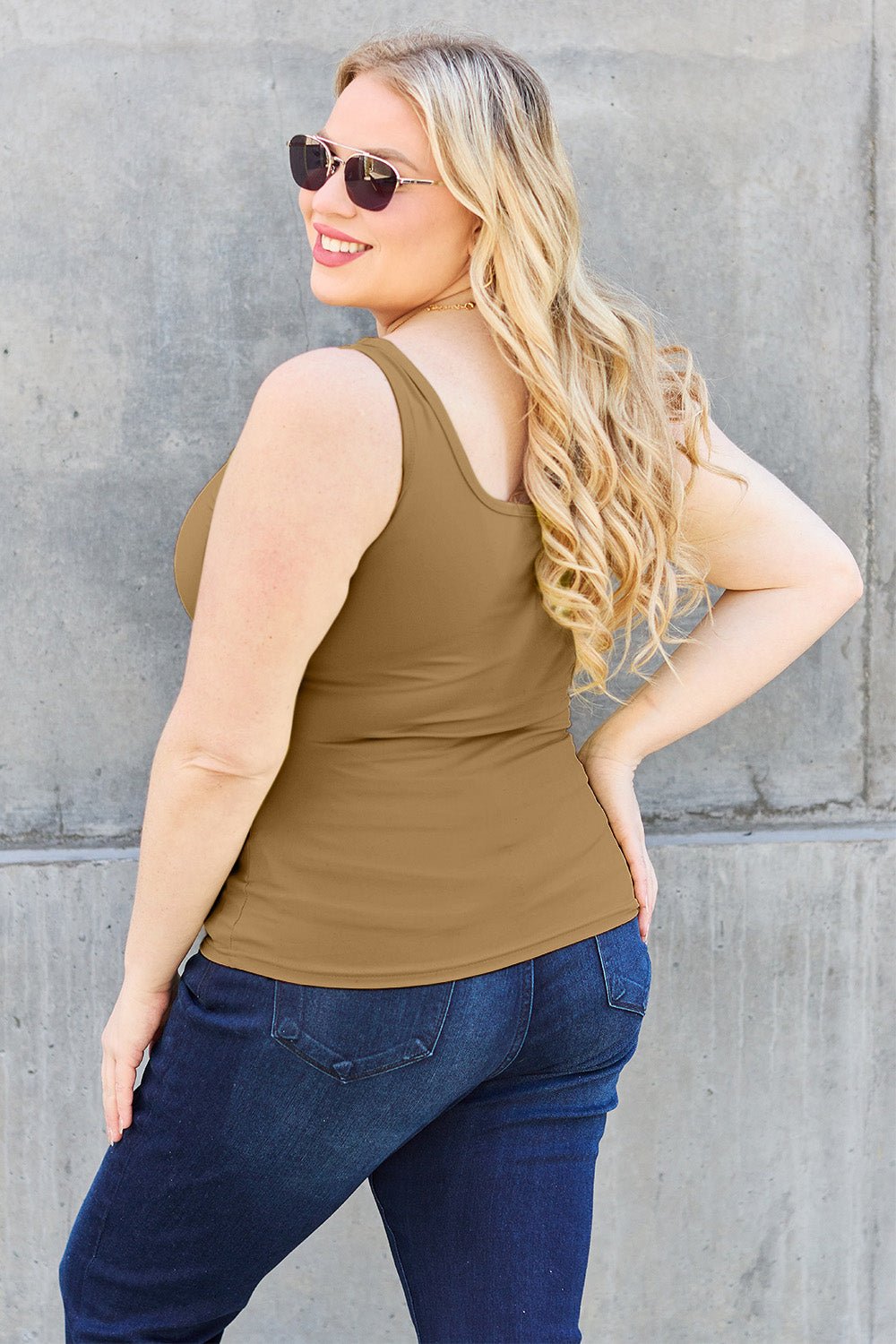 Basic Bae Full Size Square Neck Wide Strap Tank - The Coin Has A Say