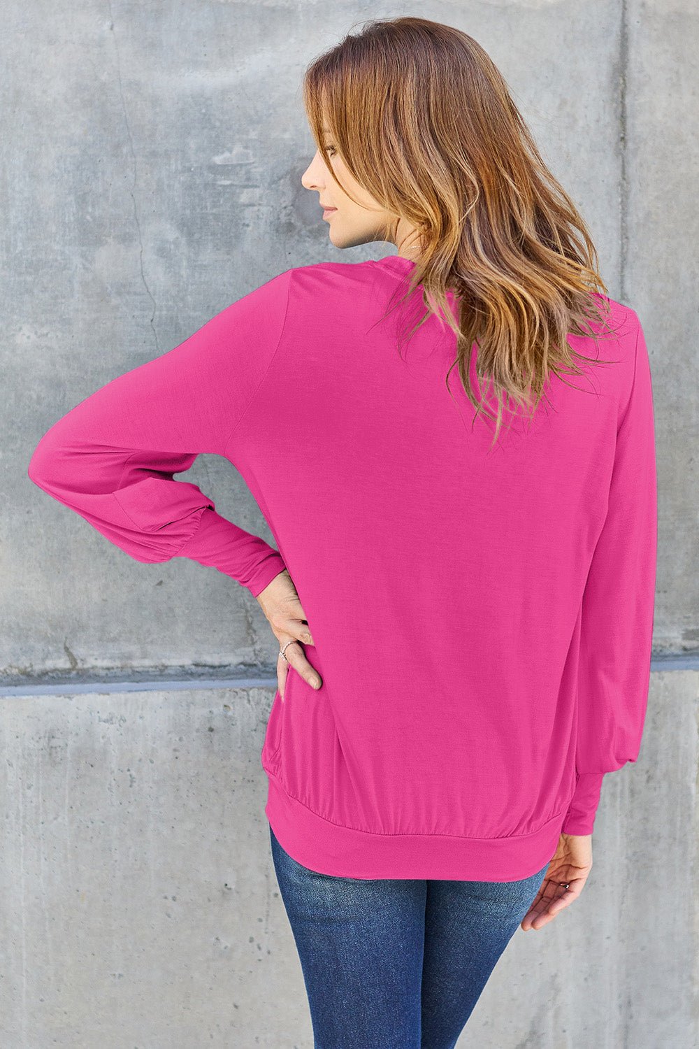 Basic Bae Full Size V-Neck Lantern Sleeve Top - The Coin Has A Say